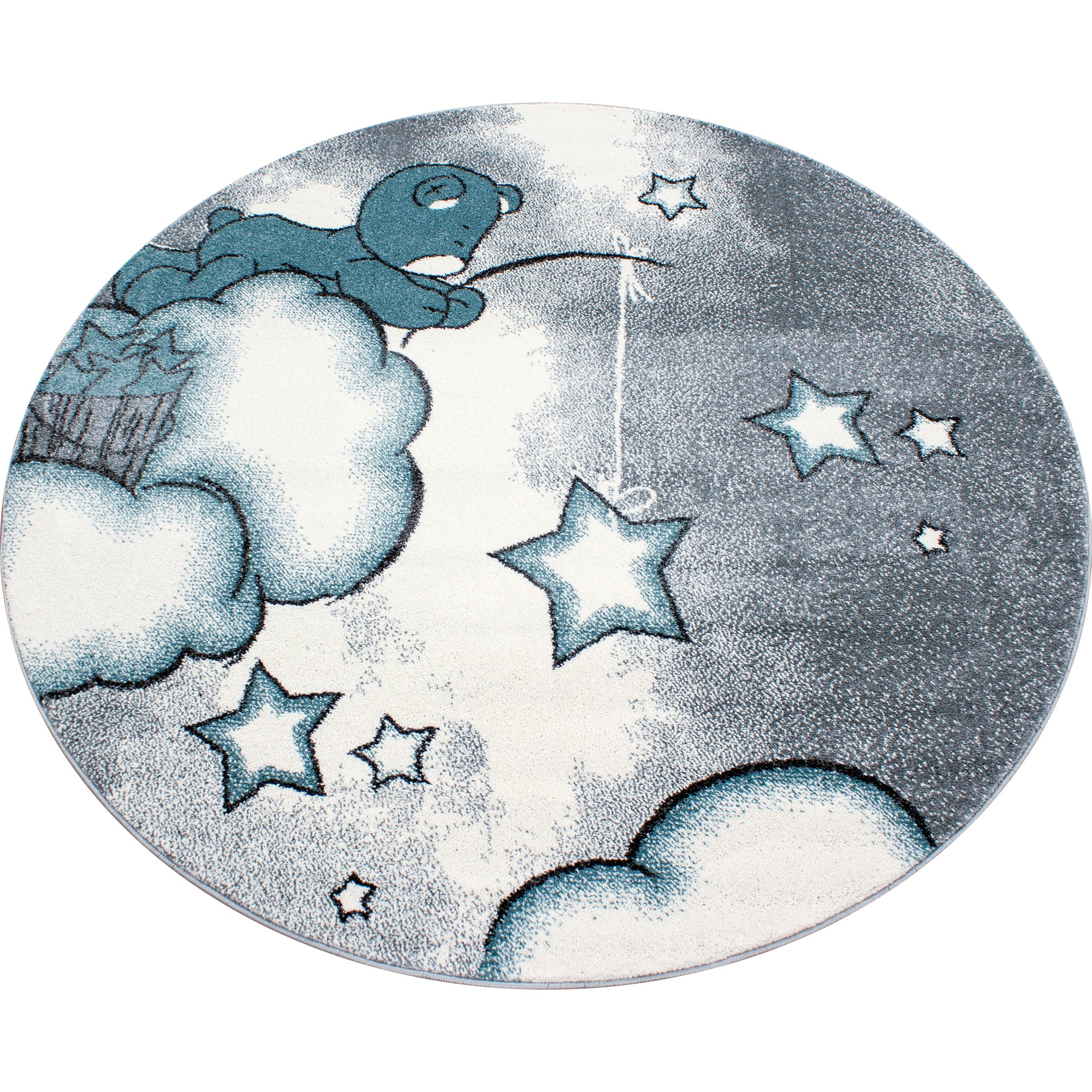 Kindertapijt Omid Beertje in de Wolken Blauw Vloerkleed - Omid Carpets