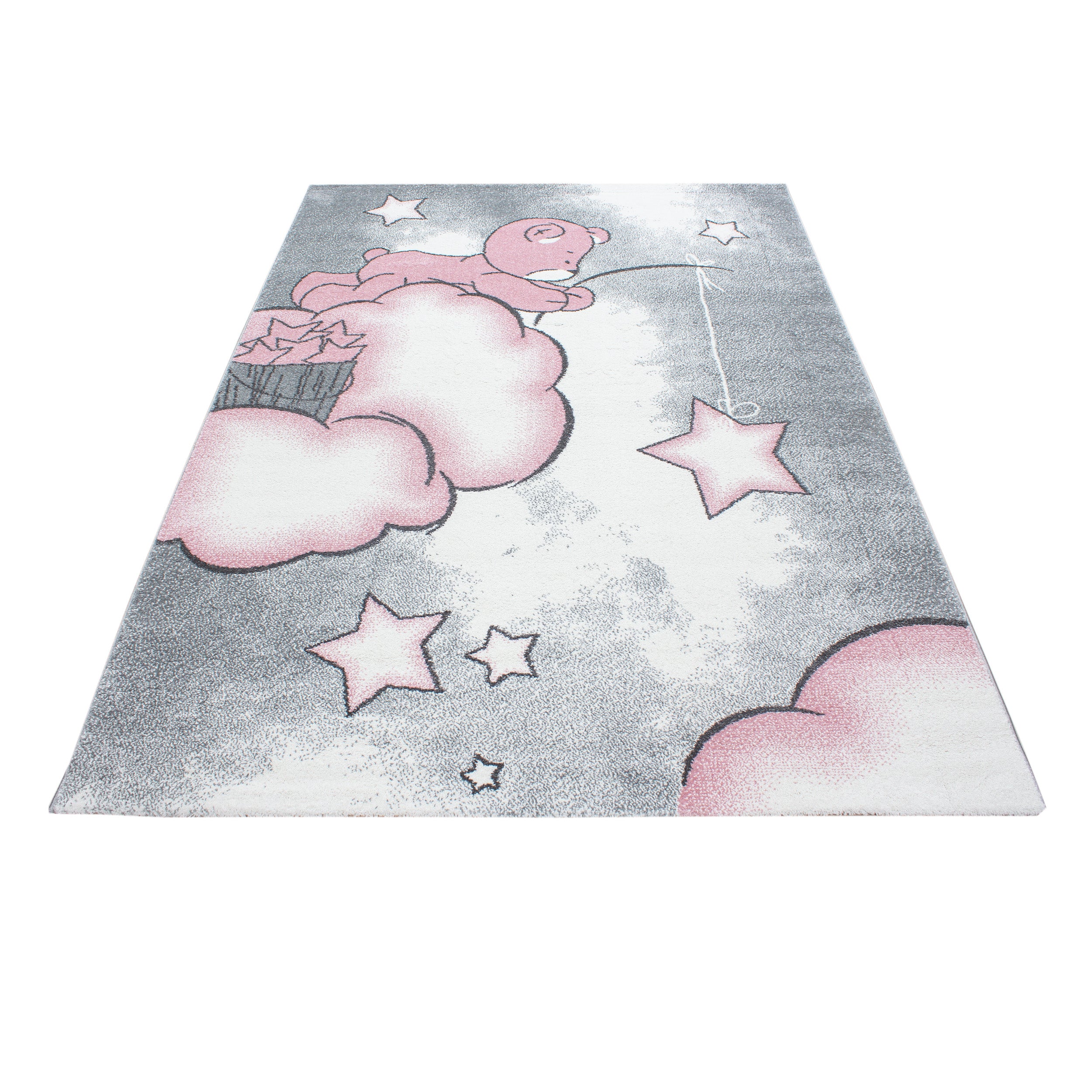 Kindertapijt Omid Beertje in de Wolken Roos Vloerkleed - Omid Carpets