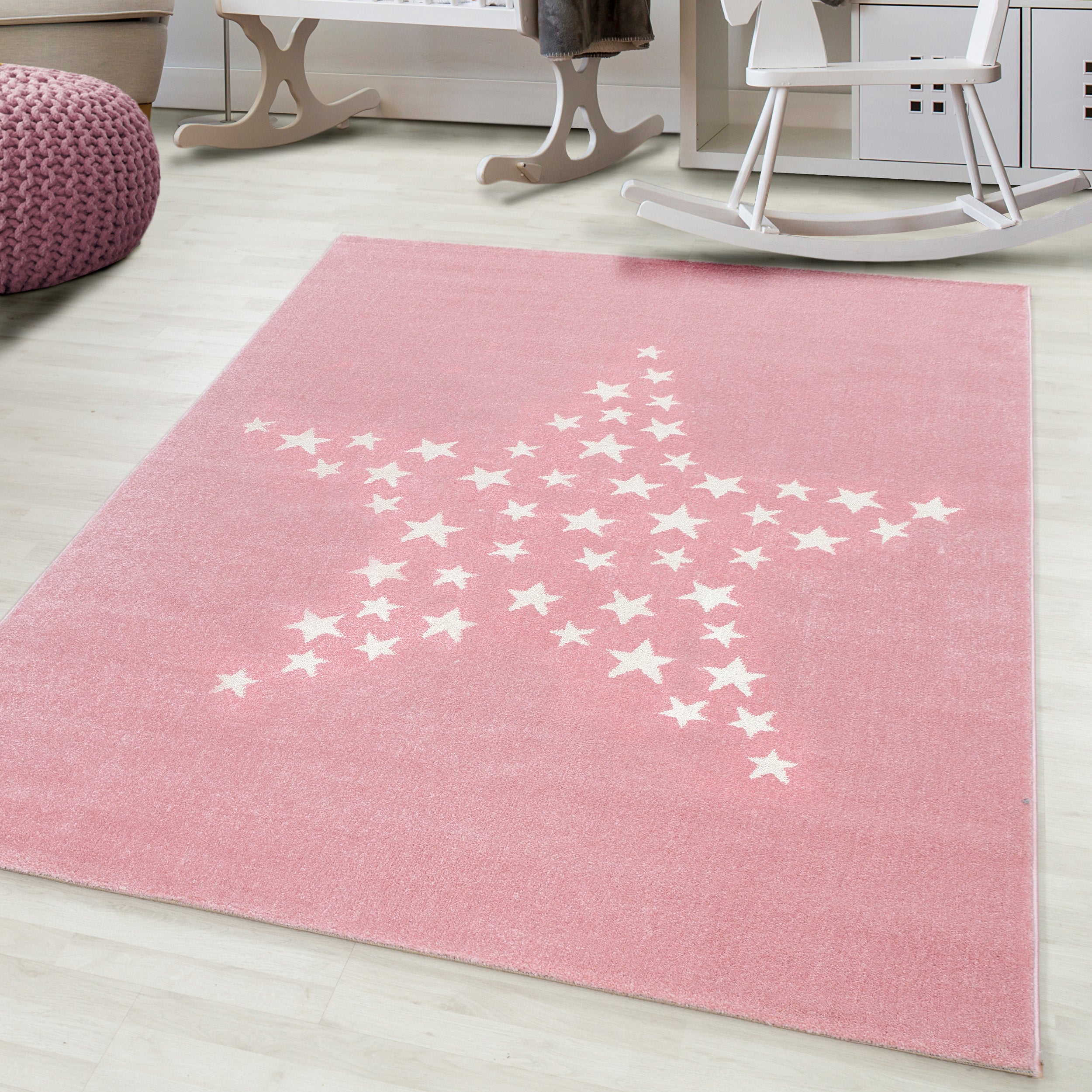 Kindertapijt Omid Roze Ster Vloerkleed - Omid Carpets