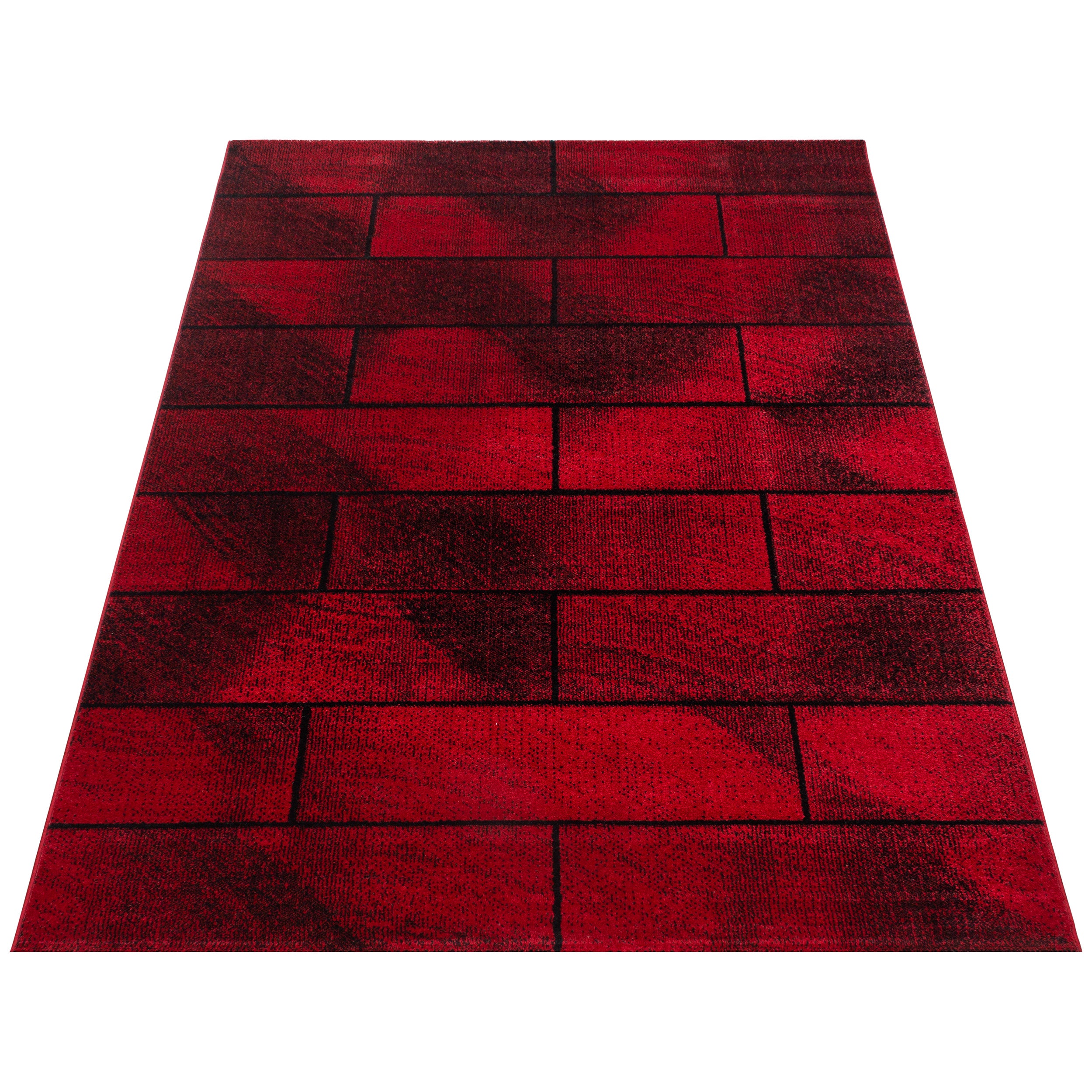 Rood Tapijt Laagpolig Vloerkleed Omid Modern Geometry - Omid Carpets