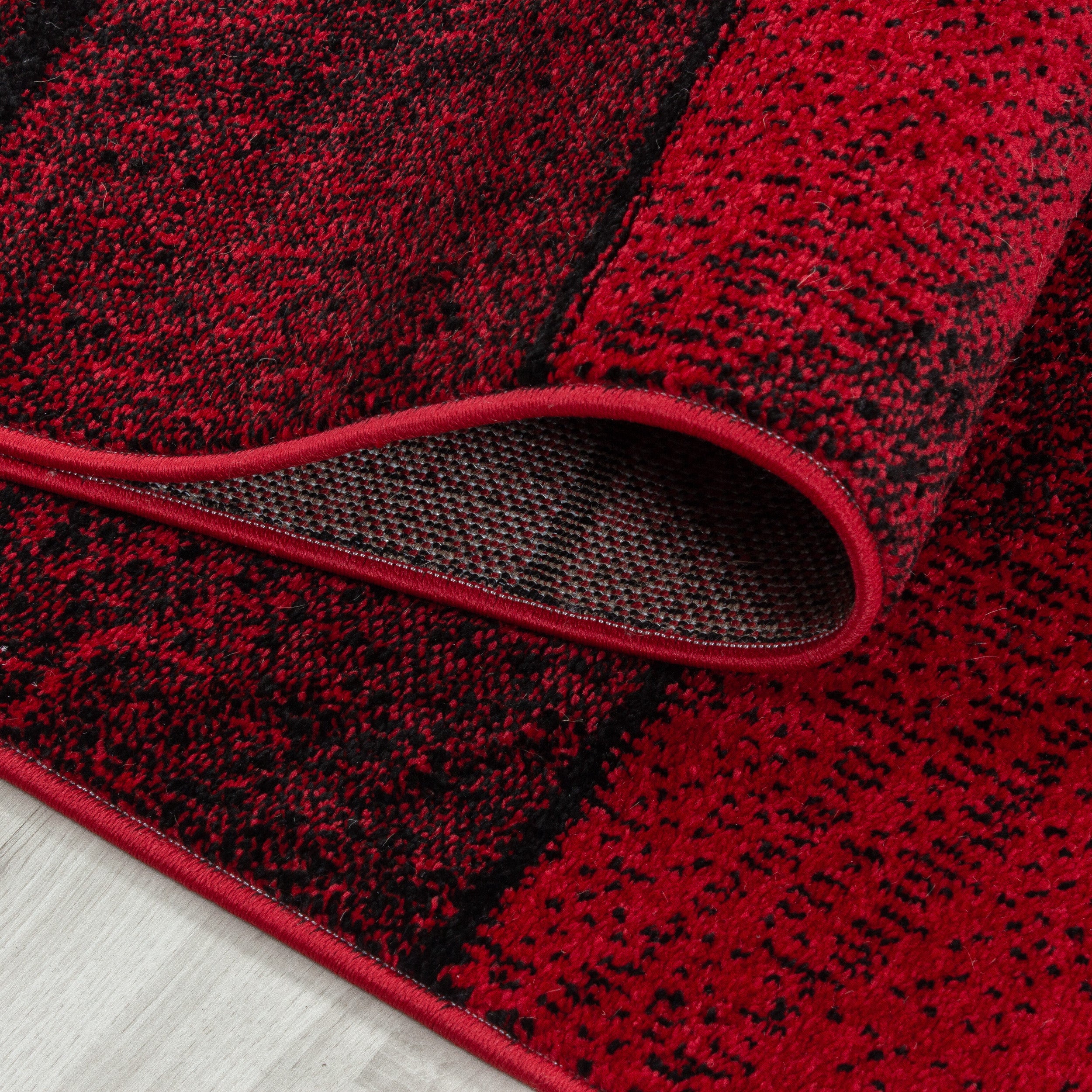 Rood Tapijt Laagpolig Vloerkleed Omid Modern Geometry - Omid Carpets