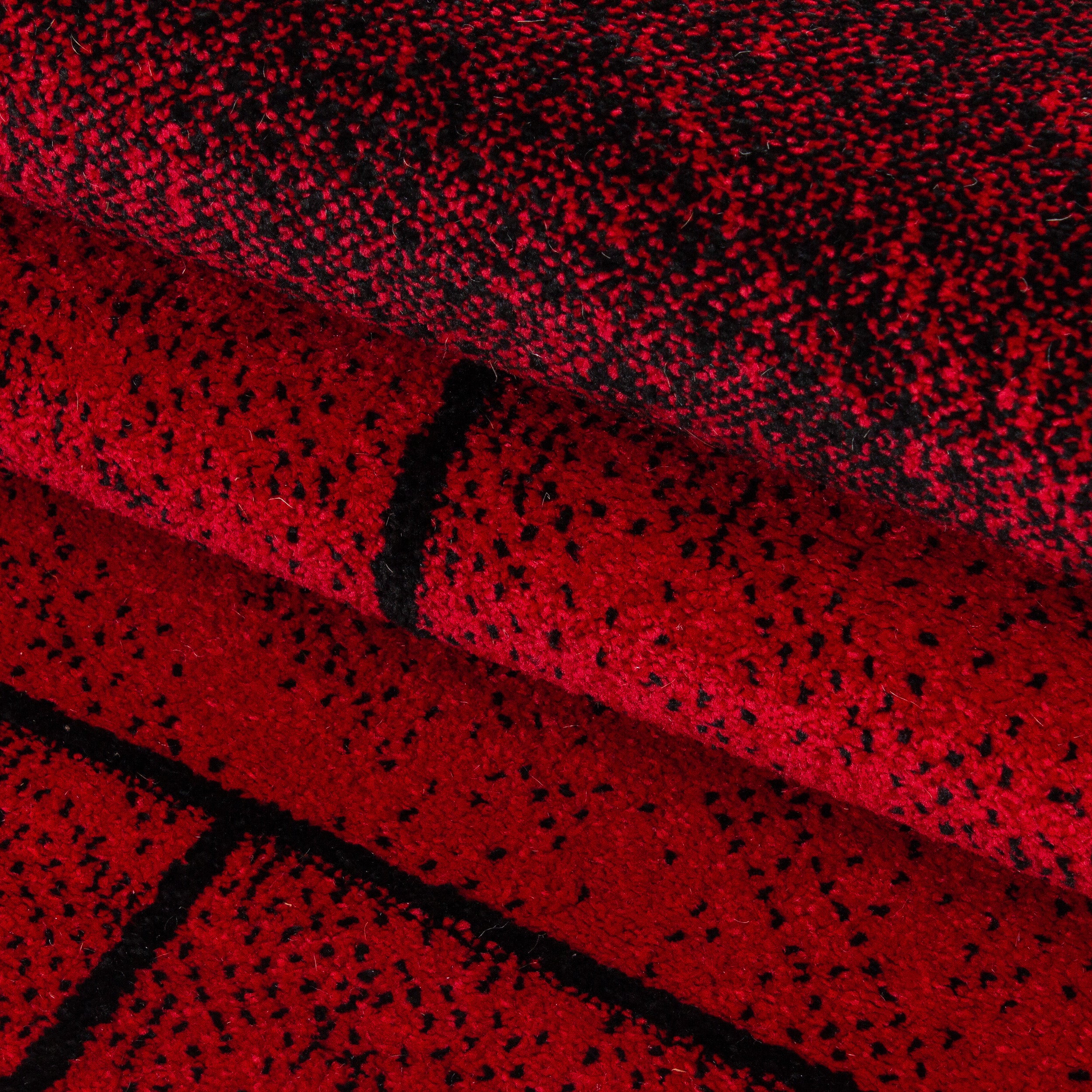 Rood Tapijt Laagpolig Vloerkleed Omid Modern Geometry - Omid Carpets