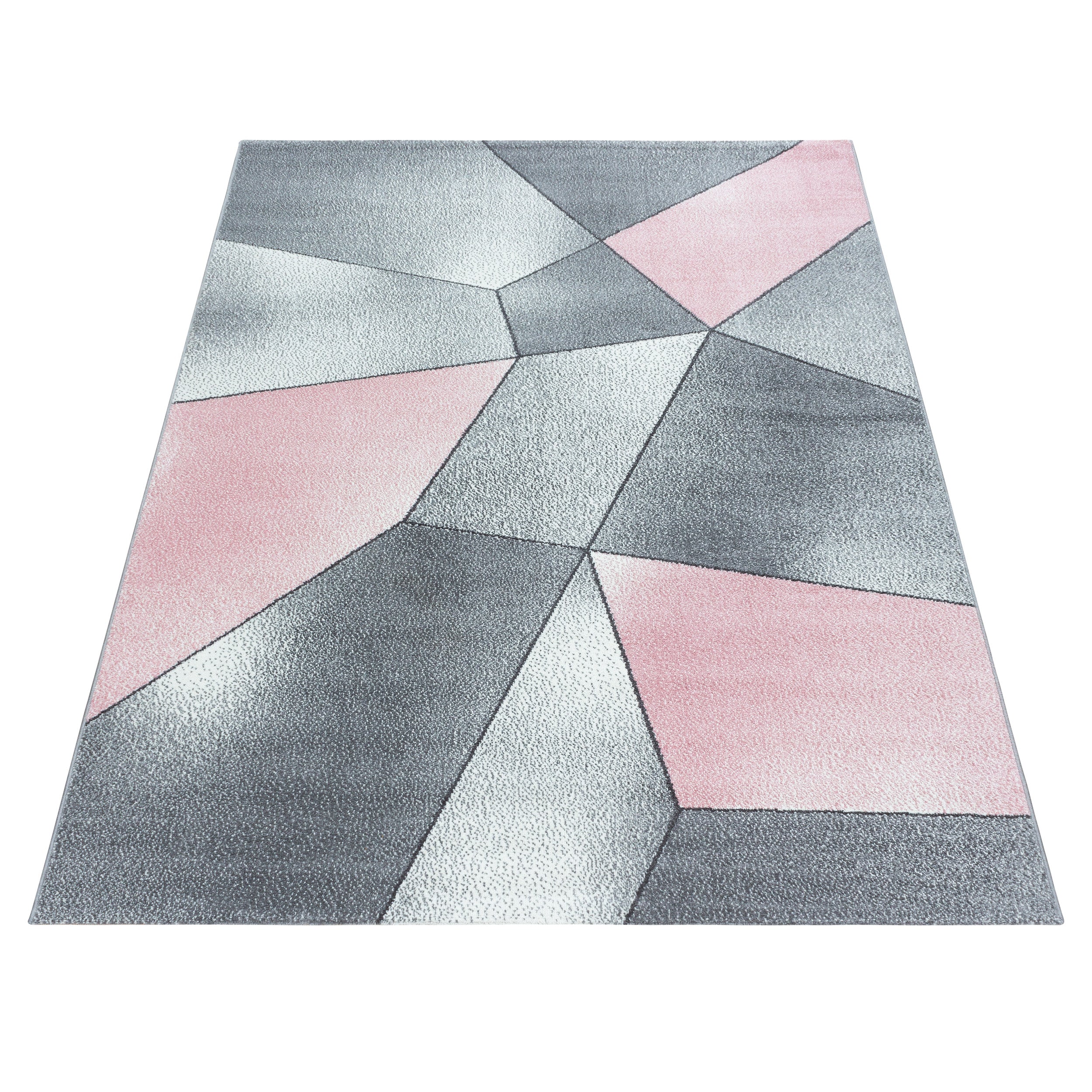 Roos Tapijt Laagpolig Vloerkleed Omid Modern Geometry - Omid Carpets