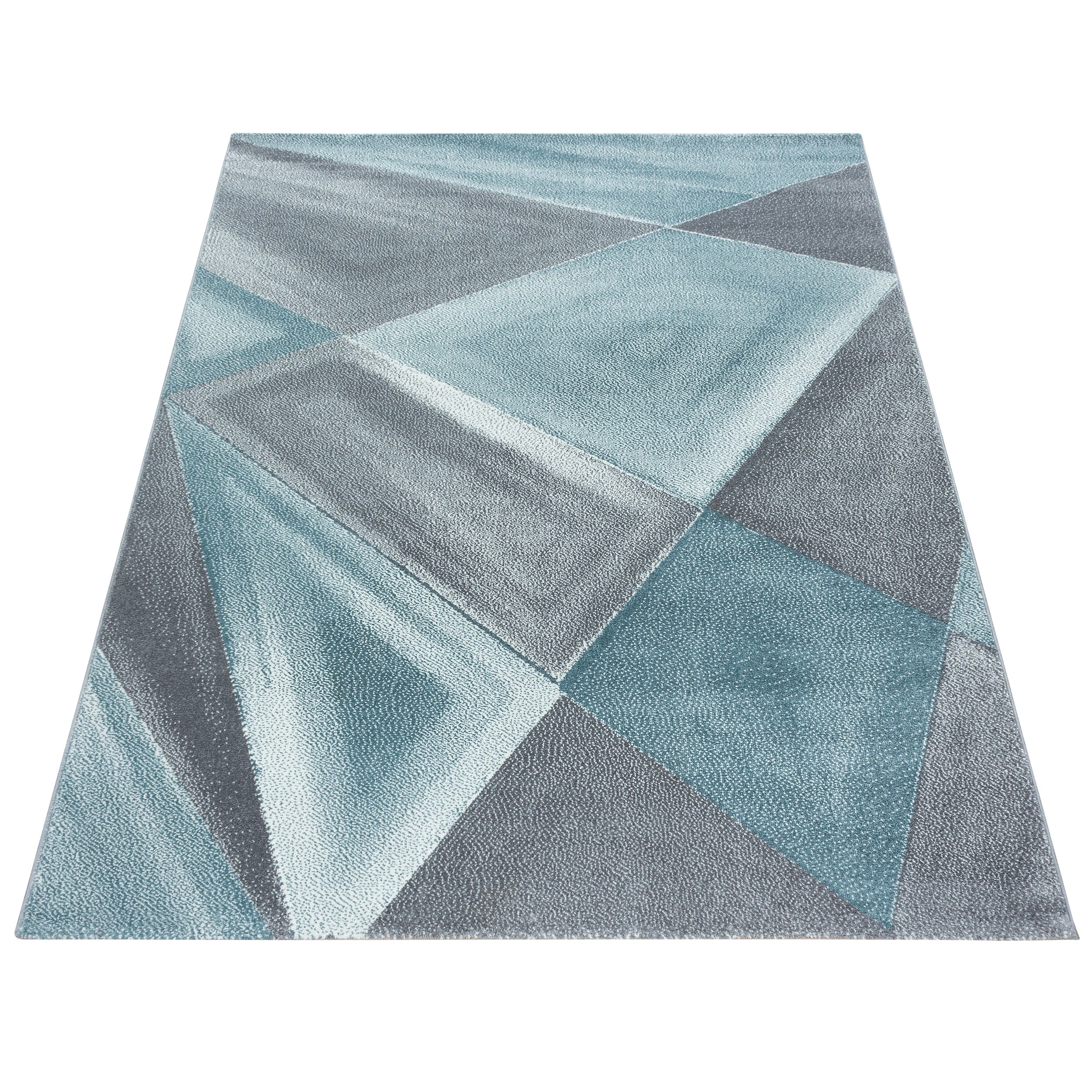 Blauw Tapijt Laagpolig Vloerkleed Omid Modern Geometry - Omid Carpets