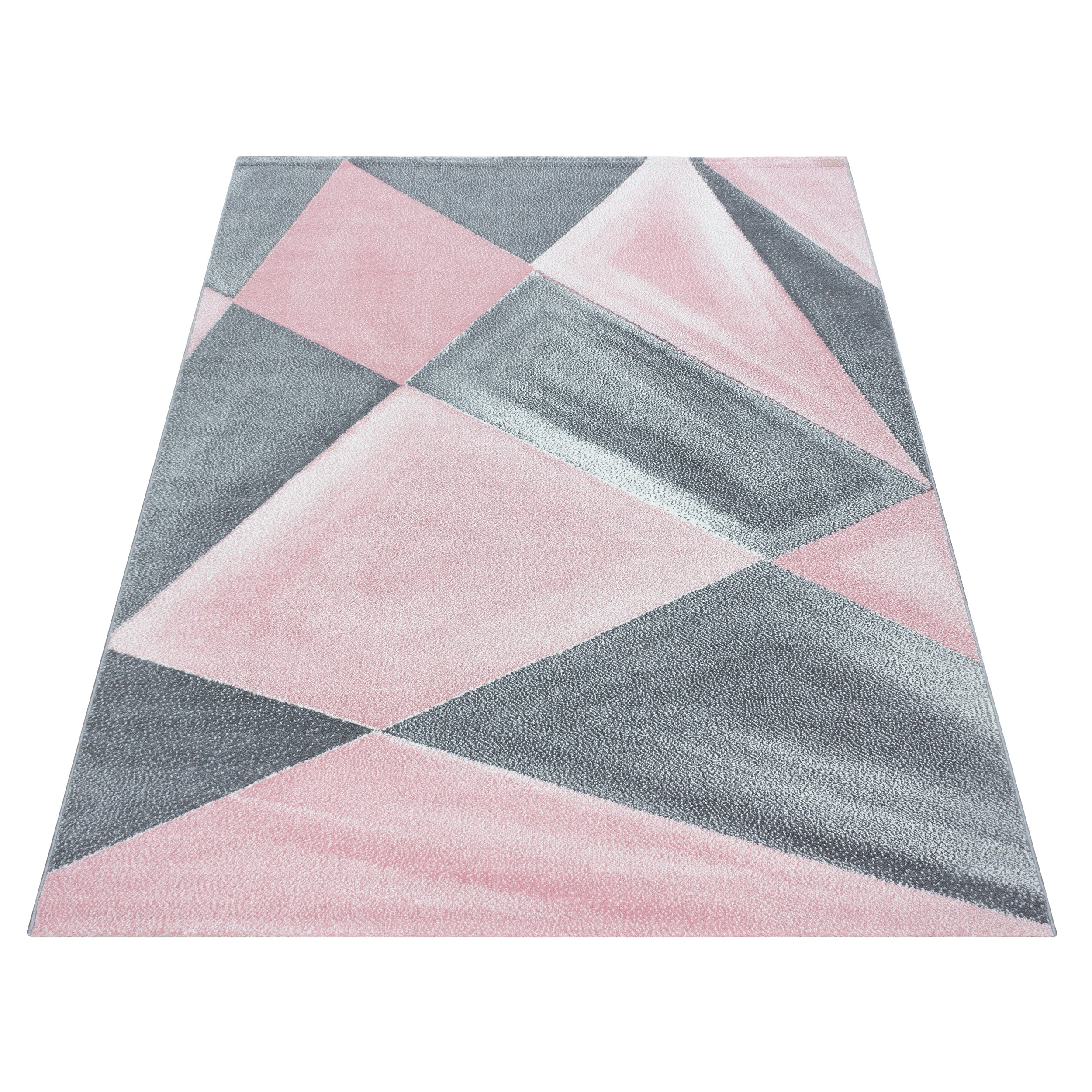 Roos Tapijt Laagpolig Vloerkleed Omid Modern Geometry - Omid Carpets