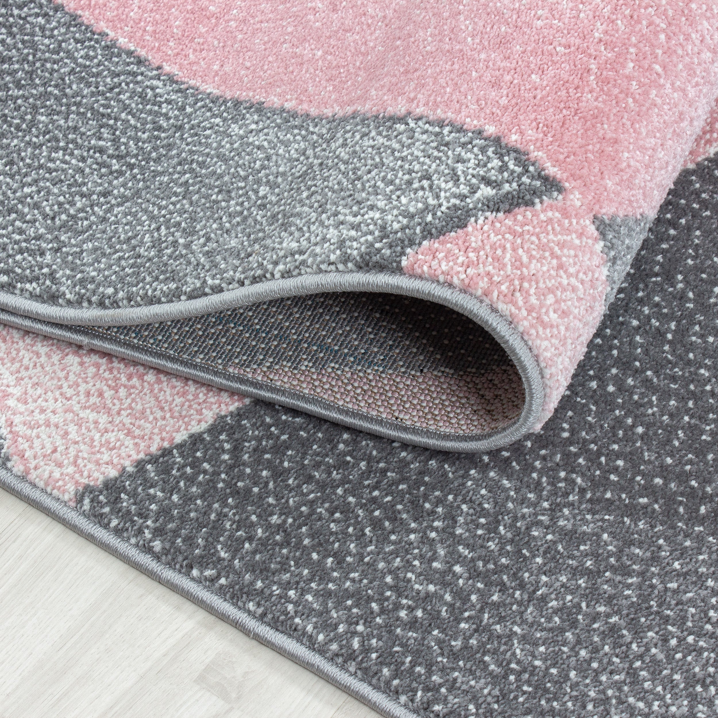 Roos Tapijt Laagpolig Vloerkleed Omid Modern Geometry - Omid Carpets