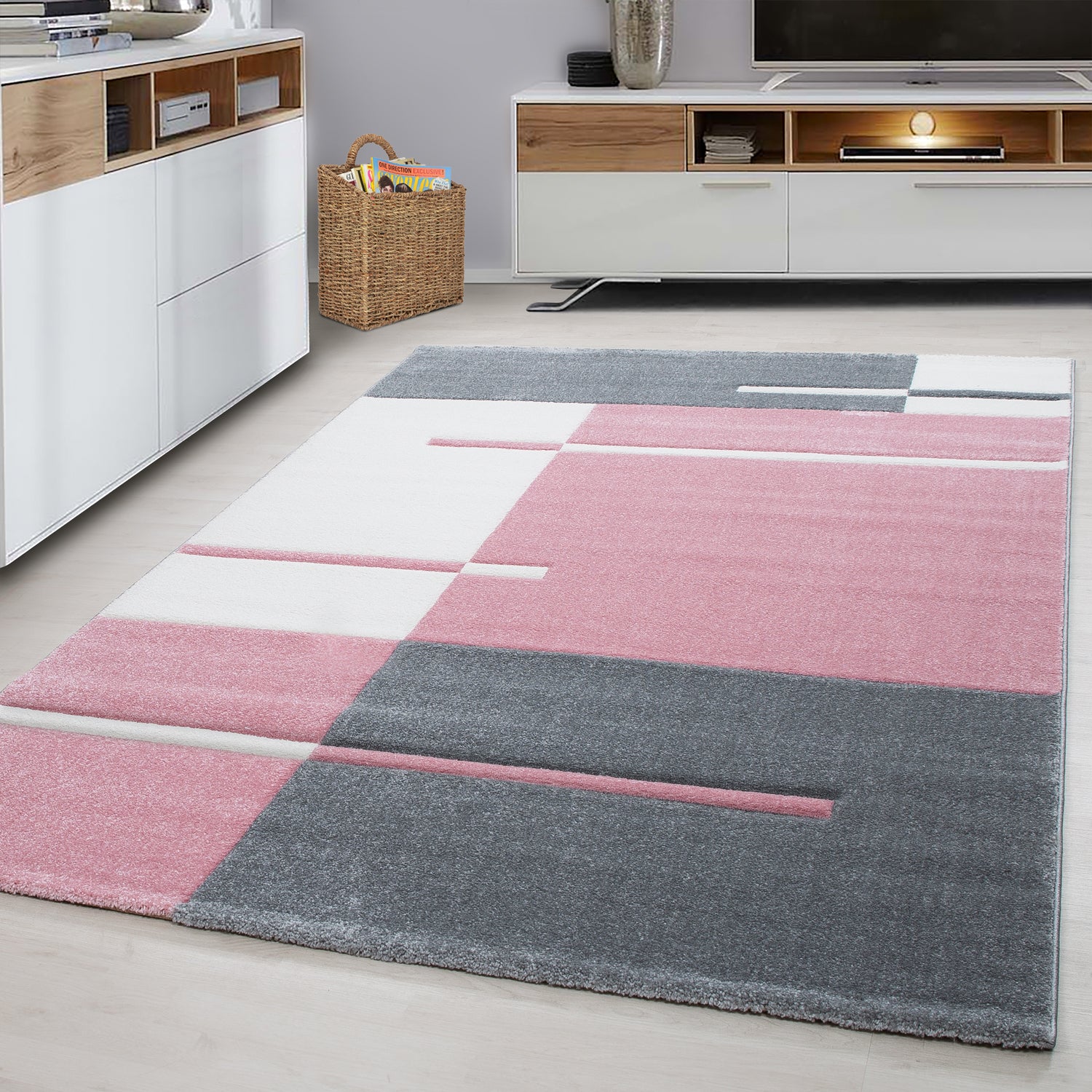 Roos Tapijt Laagpolig Vloerkleed Omid Modern Vibes - Omid Carpets