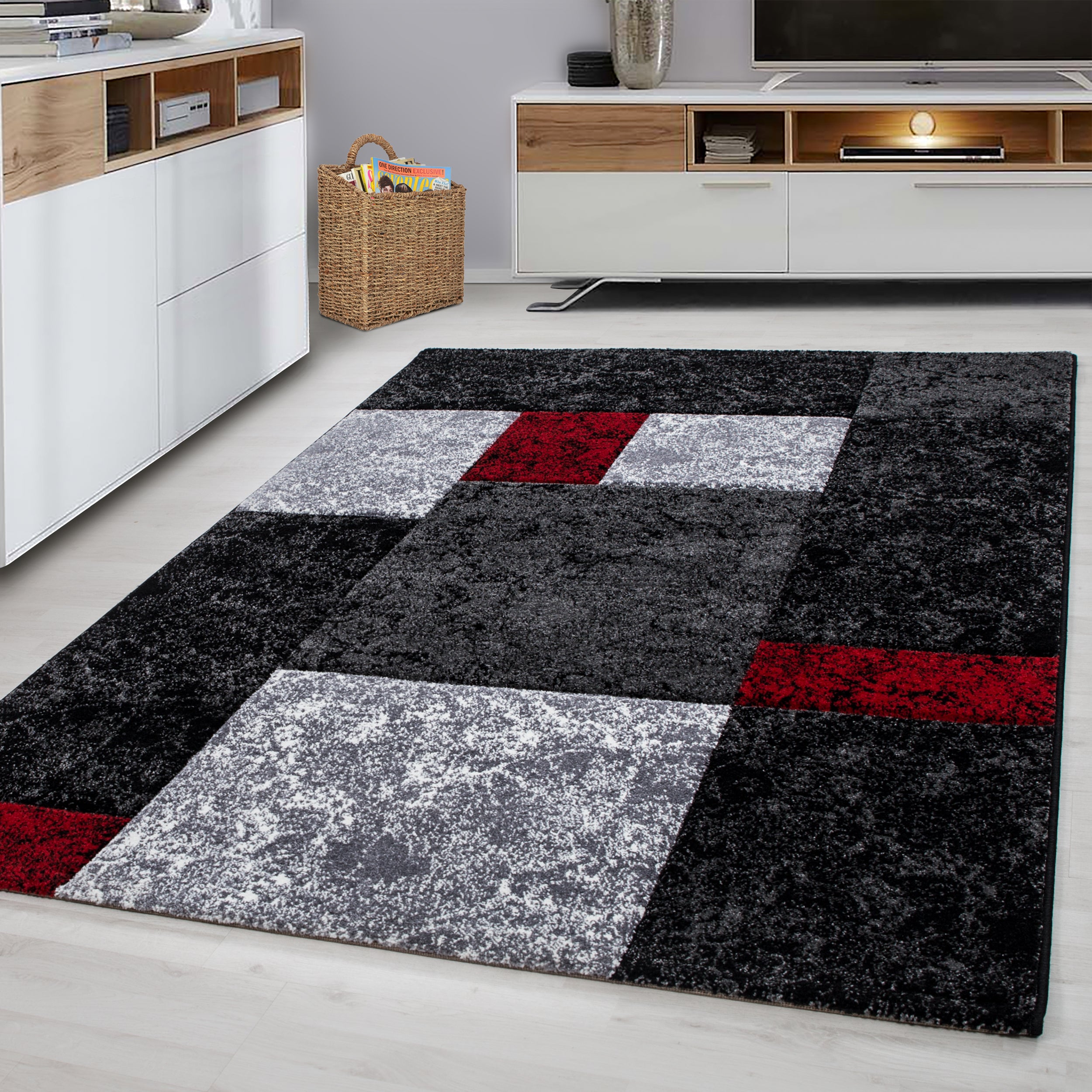 Rood Tapijt Laagpolig Vloerkleed Omid Modern Vibes - Omid Carpets