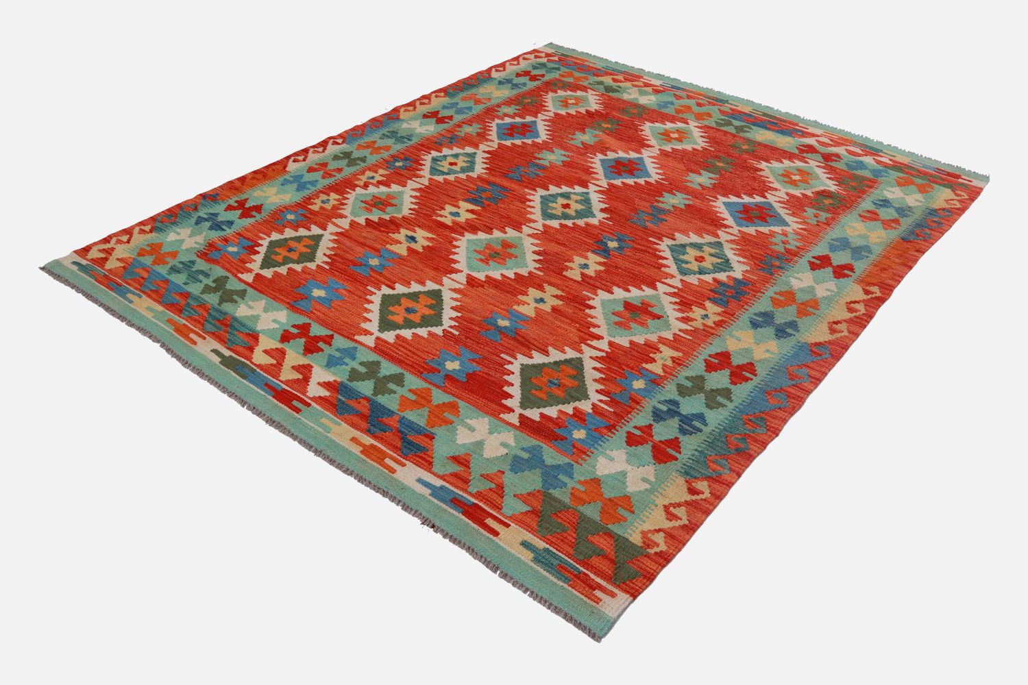 Kleurrijk Tapijt Laagpolig Handgeweven Wollen Vloerkleed - Omid Afghan Kelim 216x153