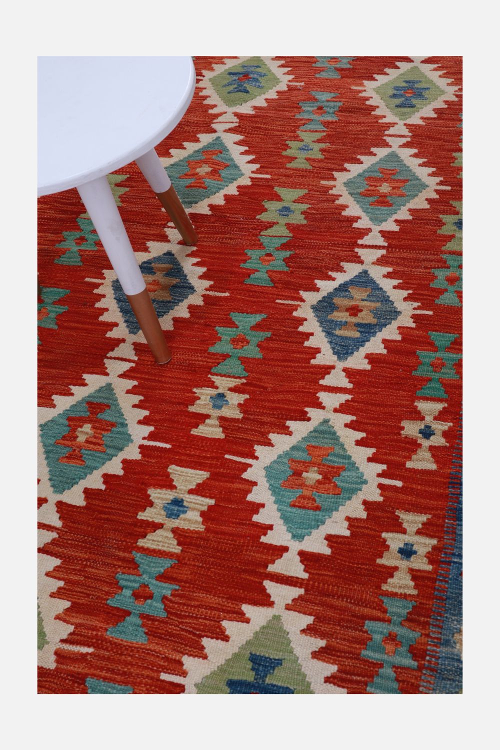 Kleurrijk Tapijt Laagpolig Handgeweven Wollen Vloerkleed - Omid Afghan Kelim 210x156