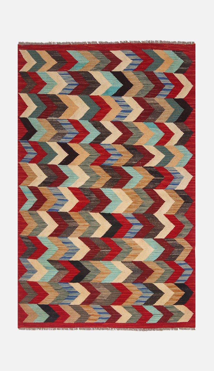 Kleurrijk Tapijt Laagpolig Handgeweven Wollen Vloerkleed - Omid Afghan Kelim 155x98