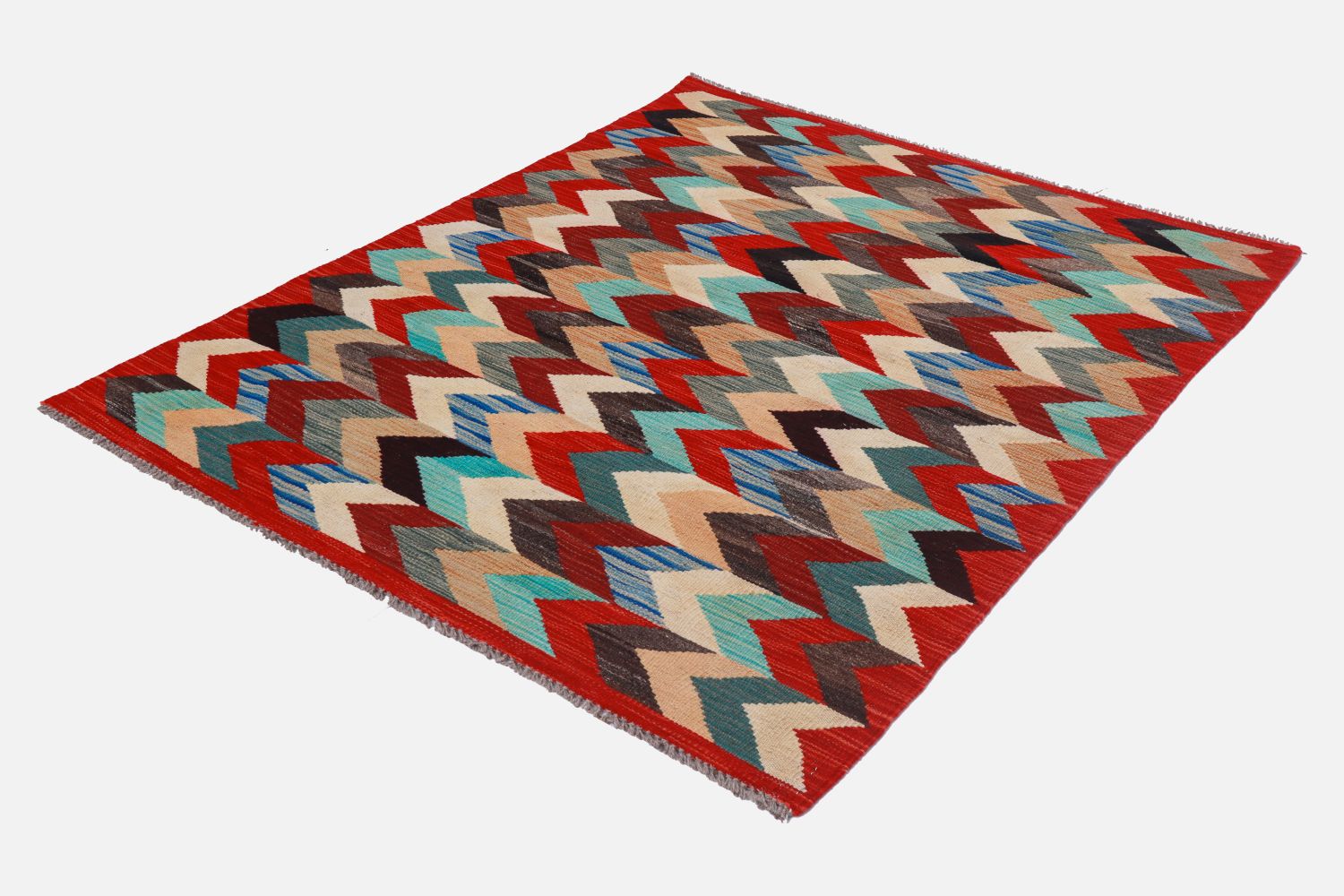 Kleurrijk Tapijt Laagpolig Handgeweven Wollen Vloerkleed - Omid Afghan Kelim 155x98