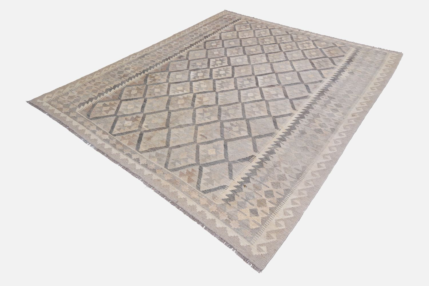 Beige Tapijt Laagpolig Handgeweven Wollen Vloerkleed - Omid Afghan Natural Kelim 298x207