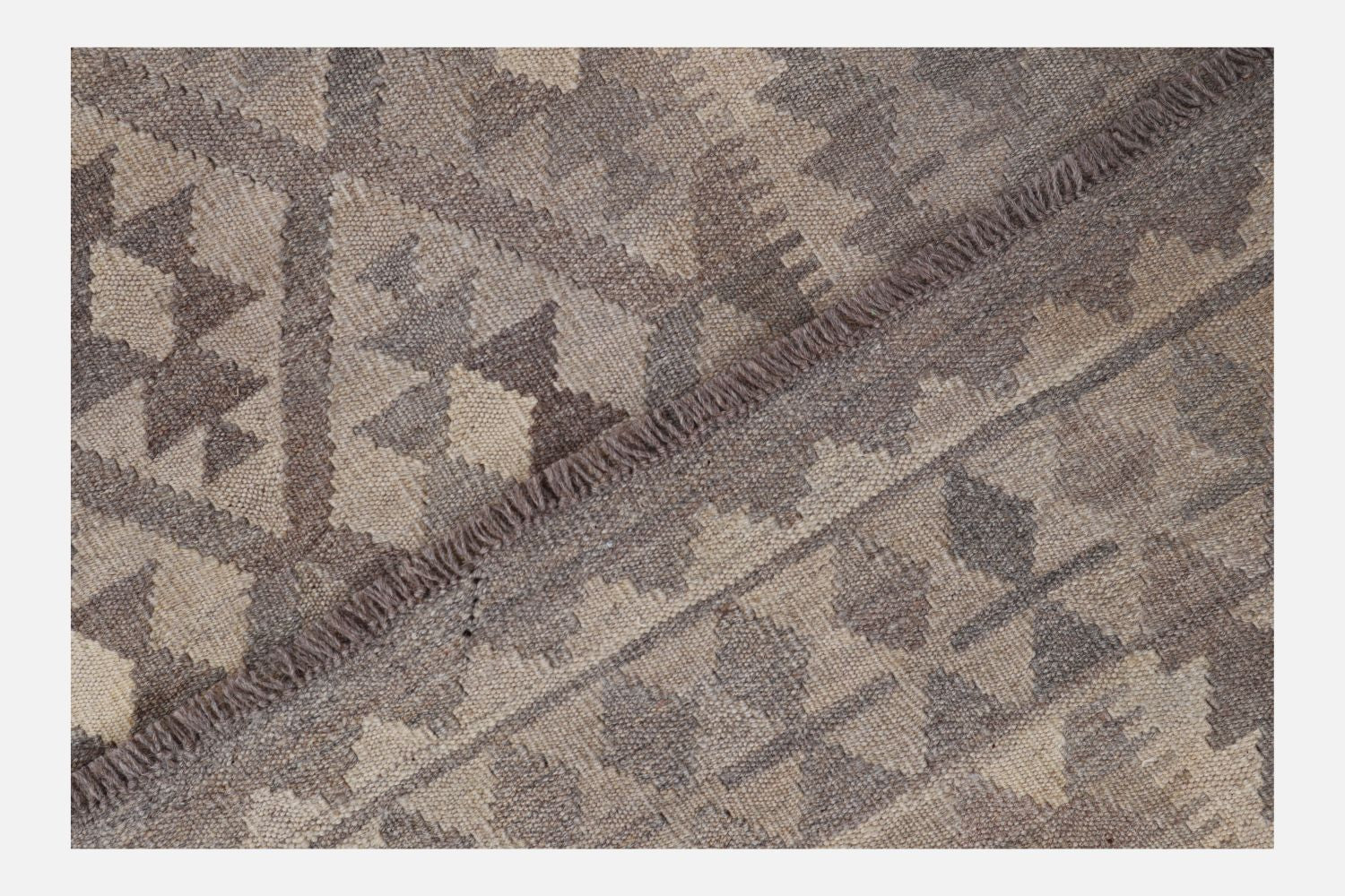 Beige Tapijt Laagpolig Handgeweven Wollen Vloerkleed - Omid Afghan Natural Kelim 292x203