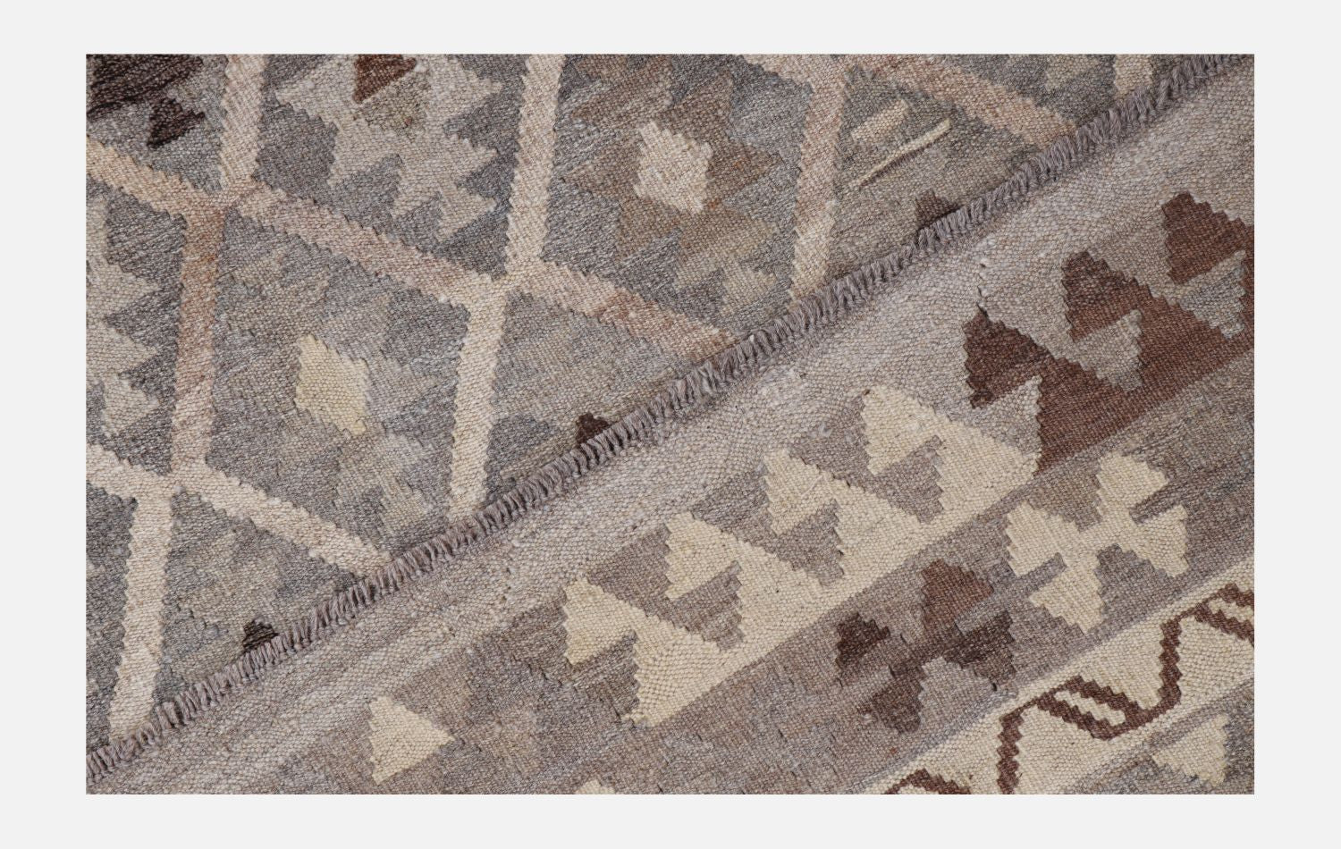 Beige Tapijt Laagpolig Handgeweven Wollen Vloerkleed - Omid Afghan Natural Kelim 288x206