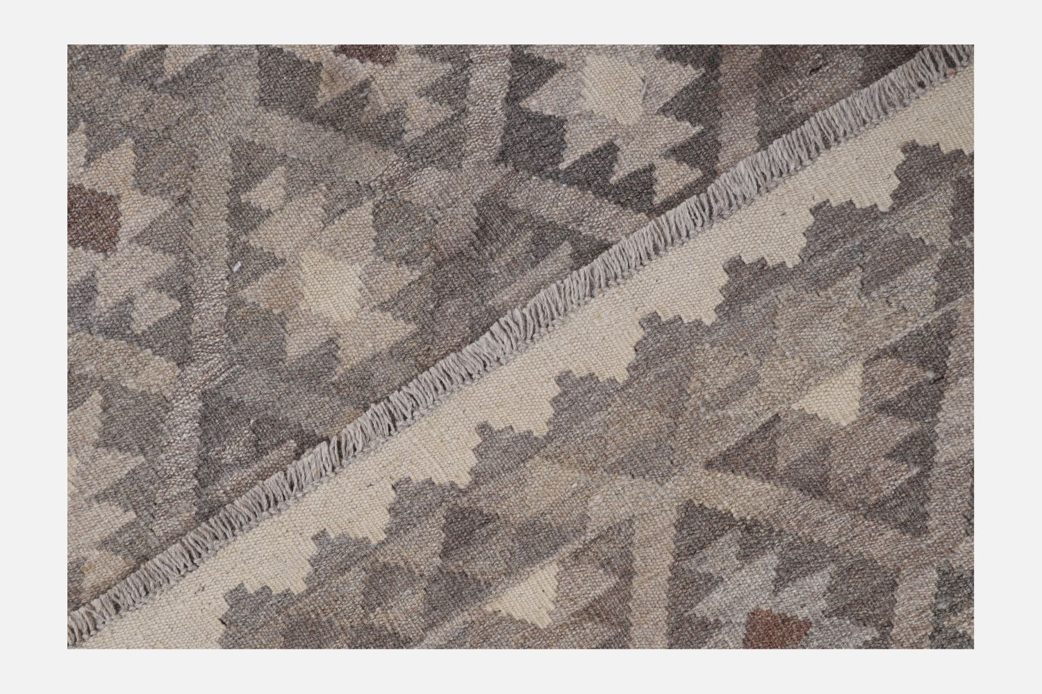 Beige Tapijt Laagpolig Handgeweven Wollen Vloerkleed - Omid Afghan Natural Kelim 236x172