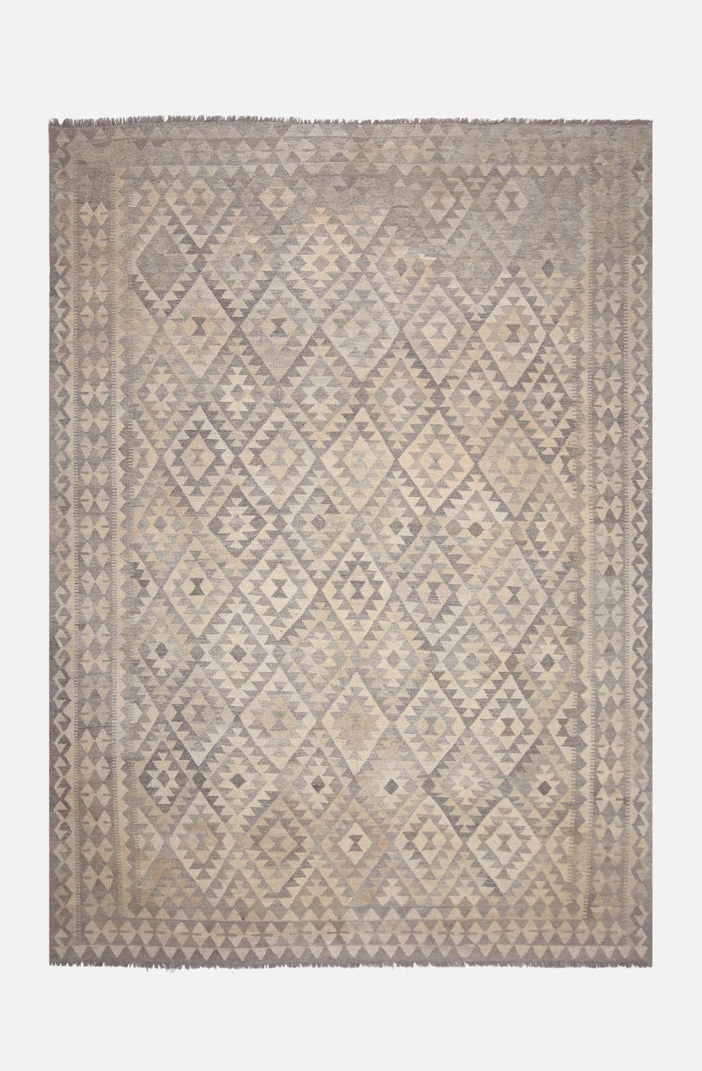 Beige Tapijt Laagpolig Handgeweven Wollen Vloerkleed - Omid Afghan Natural Kelim 246x171