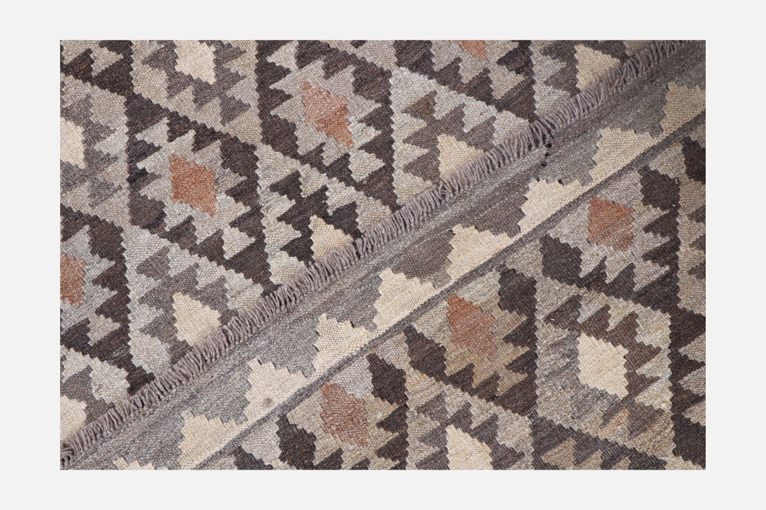 Beige Tapijt Laagpolig Handgeweven Wollen Vloerkleed - Omid Afghan Natural Kelim 237x167