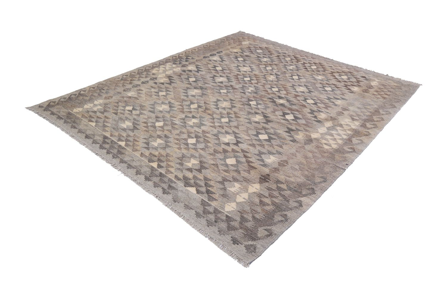 Beige Tapijt Laagpolig Handgeweven Wollen Vloerkleed - Omid Afghan Natural Kelim 232x172