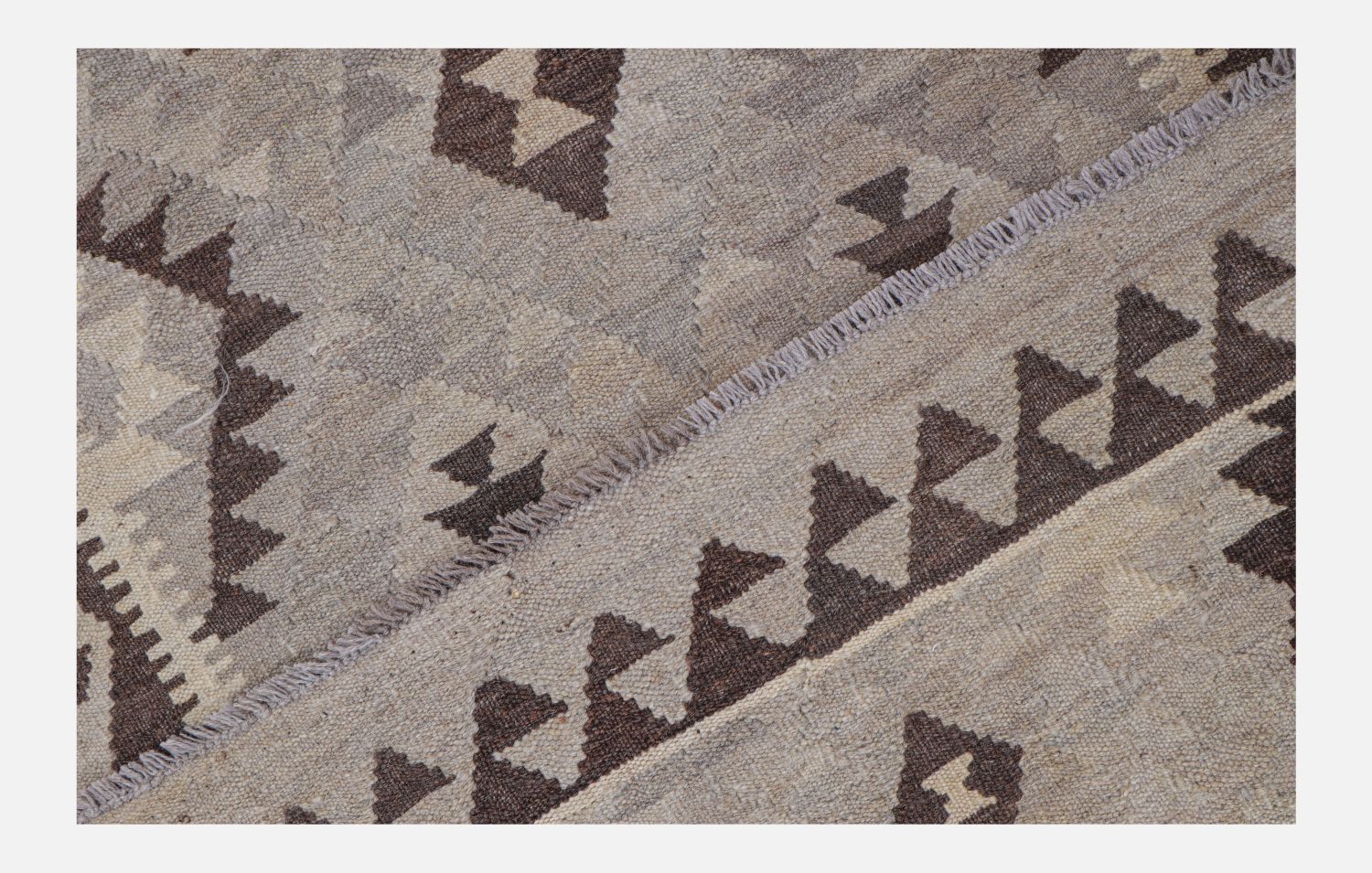 Beige Tapijt Laagpolig Handgeweven Wollen Vloerkleed - Omid Afghan Natural Kelim 281x85