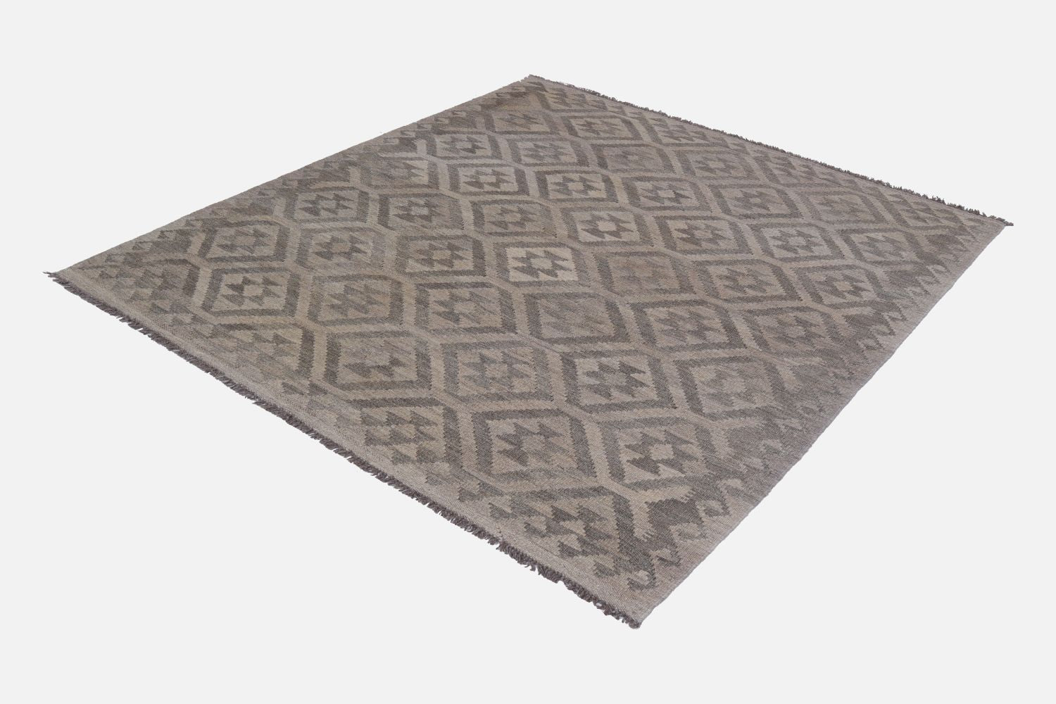 Beige Tapijt Laagpolig Handgeweven Wollen Vloerkleed - Omid Afghan Natural Kelim 180x124