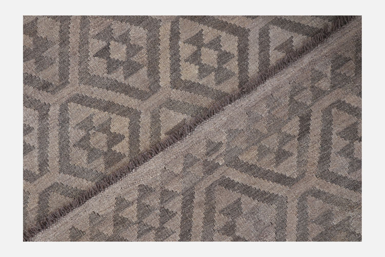 Beige Tapijt Laagpolig Handgeweven Wollen Vloerkleed - Omid Afghan Natural Kelim 180x124