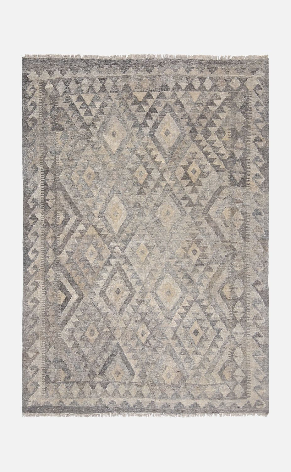 Beige Tapijt Laagpolig Handgeweven Wollen Vloerkleed - Omid Afghan Natural Kelim 180x126