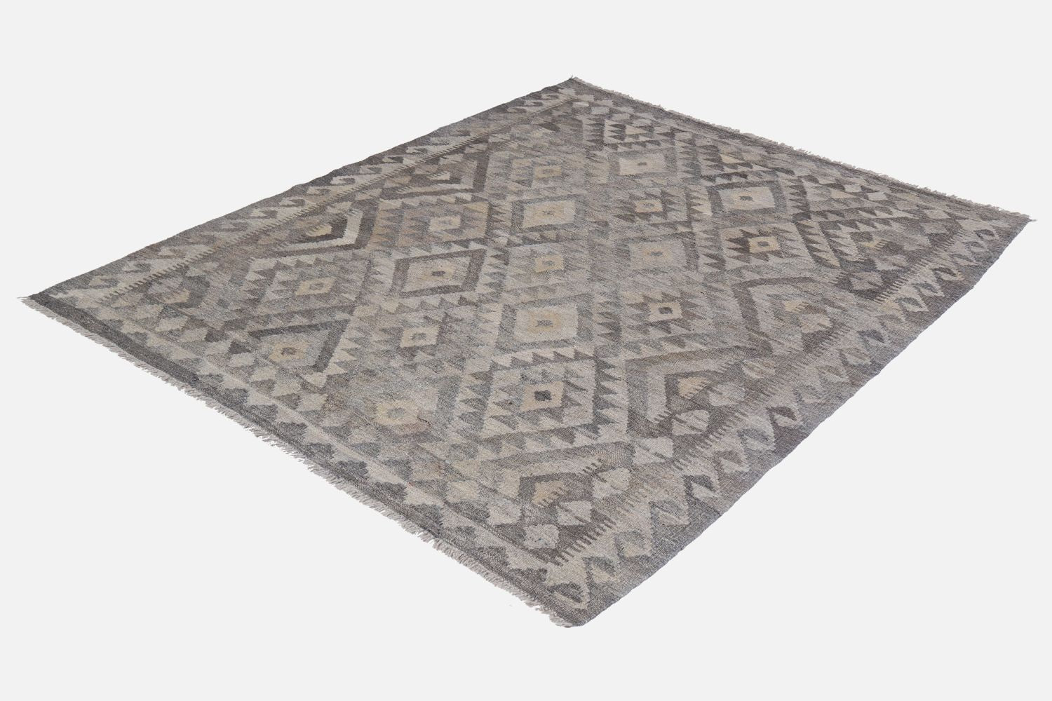 Beige Tapijt Laagpolig Handgeweven Wollen Vloerkleed - Omid Afghan Natural Kelim 180x126