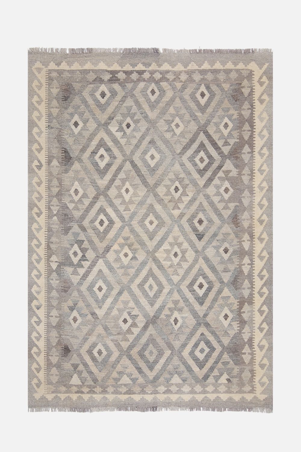 Beige Tapijt Laagpolig Handgeweven Wollen Vloerkleed - Omid Afghan Natural Kelim 179x128