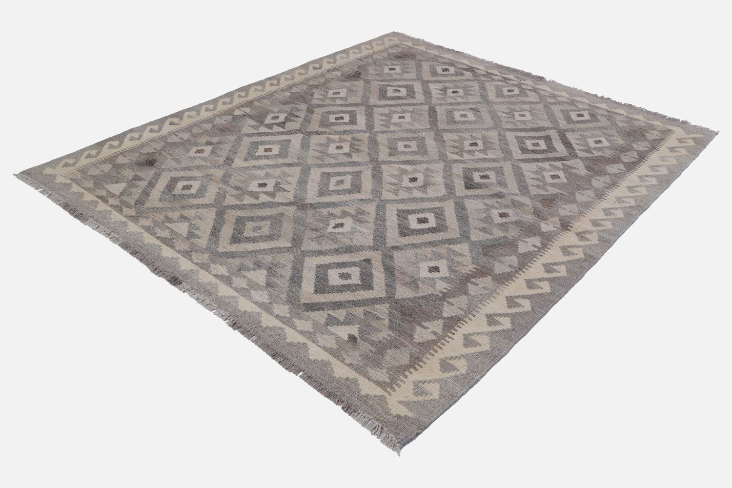 Beige Tapijt Laagpolig Handgeweven Wollen Vloerkleed - Omid Afghan Natural Kelim 179x128