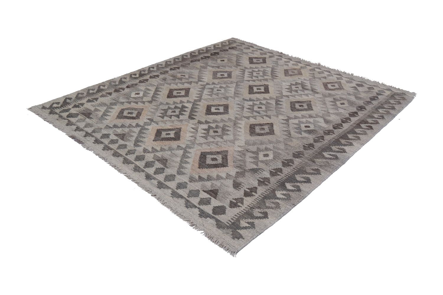 Beige Tapijt Laagpolig Handgeweven Wollen Vloerkleed - Omid Afghan Natural Kelim 176x129