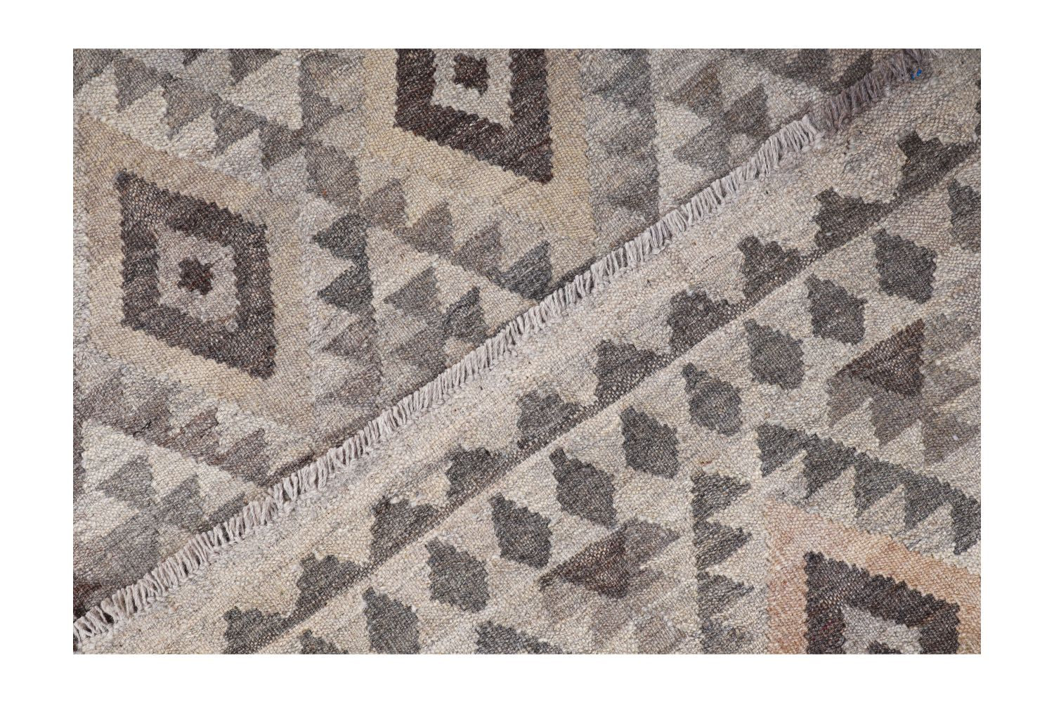 Beige Tapijt Laagpolig Handgeweven Wollen Vloerkleed - Omid Afghan Natural Kelim 176x129