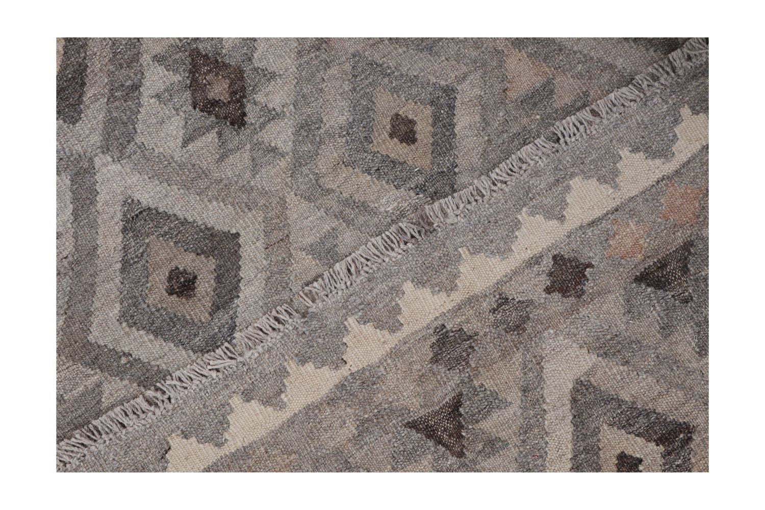 Beige Tapijt Laagpolig Handgeweven Wollen Vloerkleed - Omid Afghan Natural Kelim 174x128