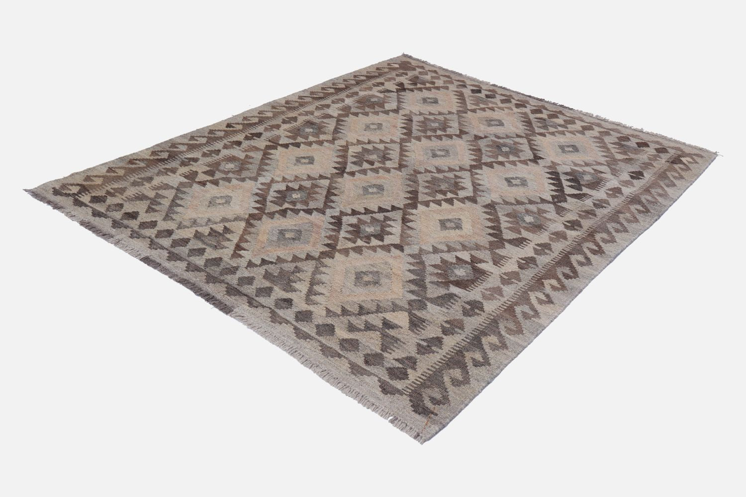 Beige Tapijt Laagpolig Handgeweven Wollen Vloerkleed - Omid Afghan Natural Kelim 180x127