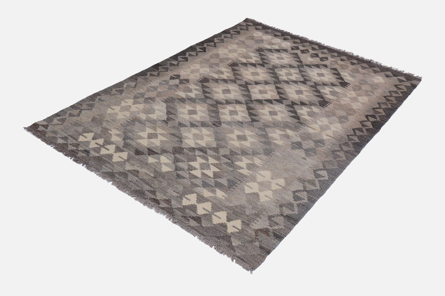 Beige Tapijt Laagpolig Handgeweven Wollen Vloerkleed - Omid Afghan Natural Kelim 177x100