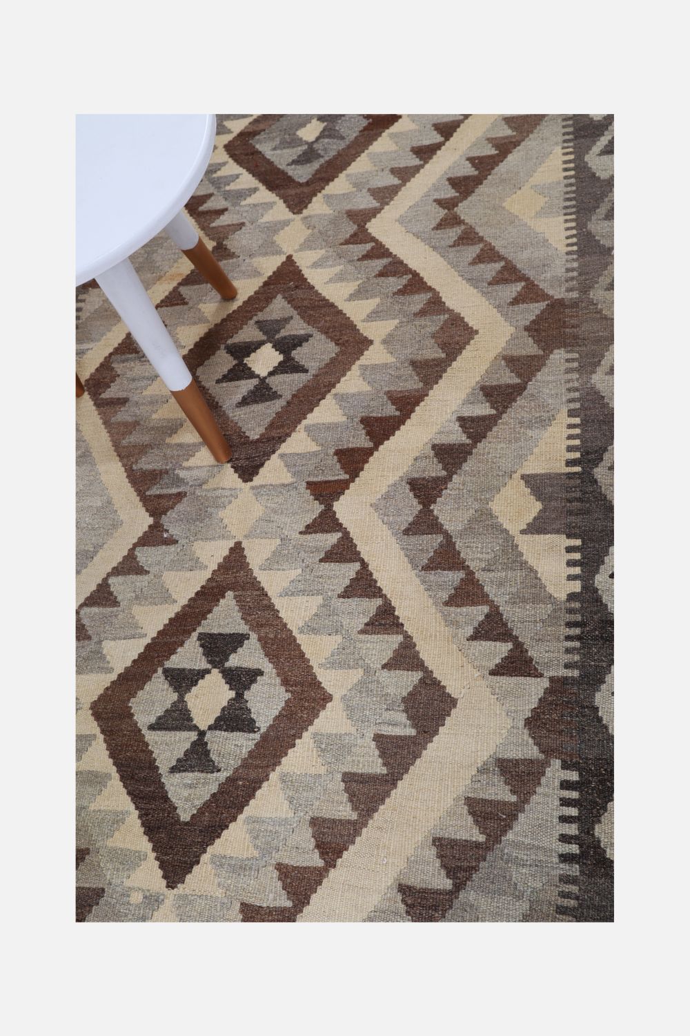 Beige Tapijt Laagpolig Handgeweven Wollen Vloerkleed - Omid Afghan Natural Kelim 167x101