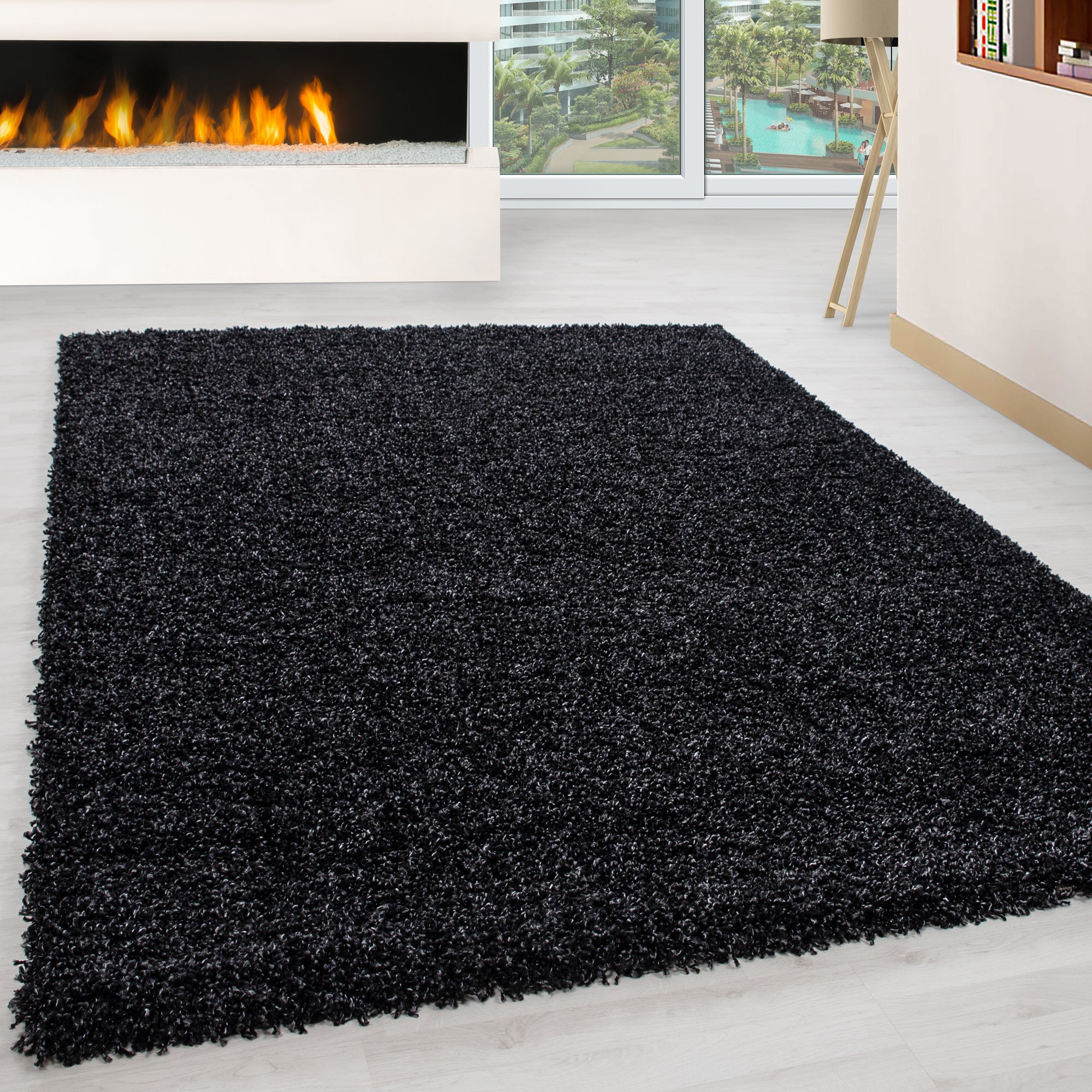 Anthraciet Tapijt Hoogpolig Vloerkleed - Omid Essential - Omid Carpets