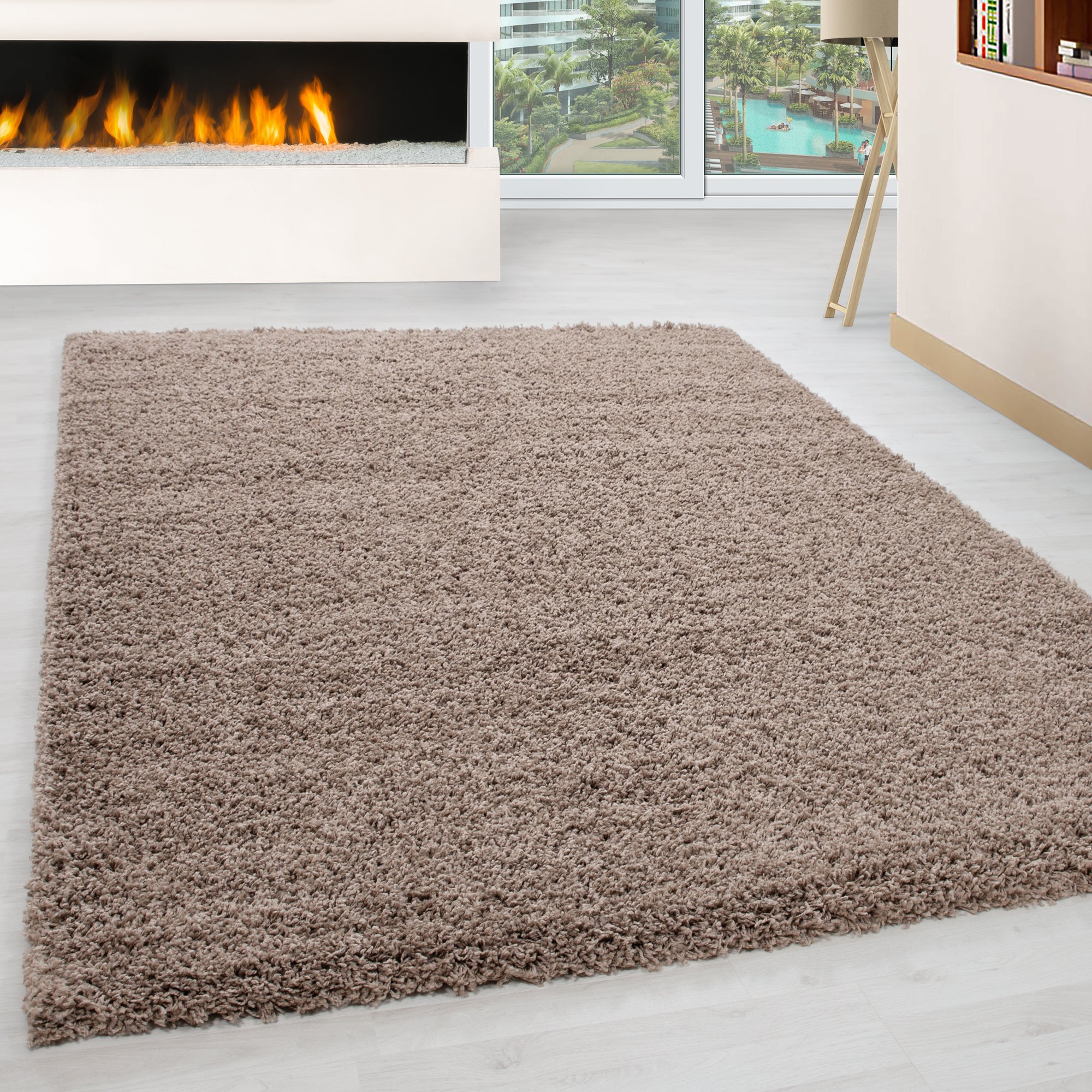 Beige Tapijt Hoogpolig Vloerkleed - Omid Essential - Omid Carpets