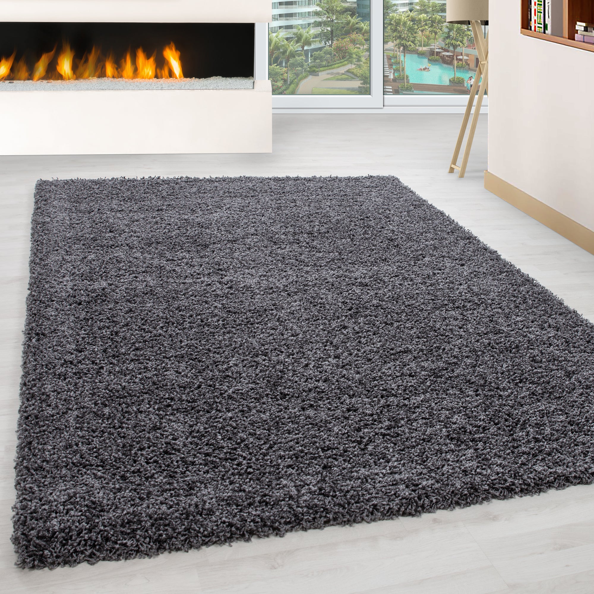 Grijs Tapijt Hoogpolig Vloerkleed - Omid Essential - Omid Carpets