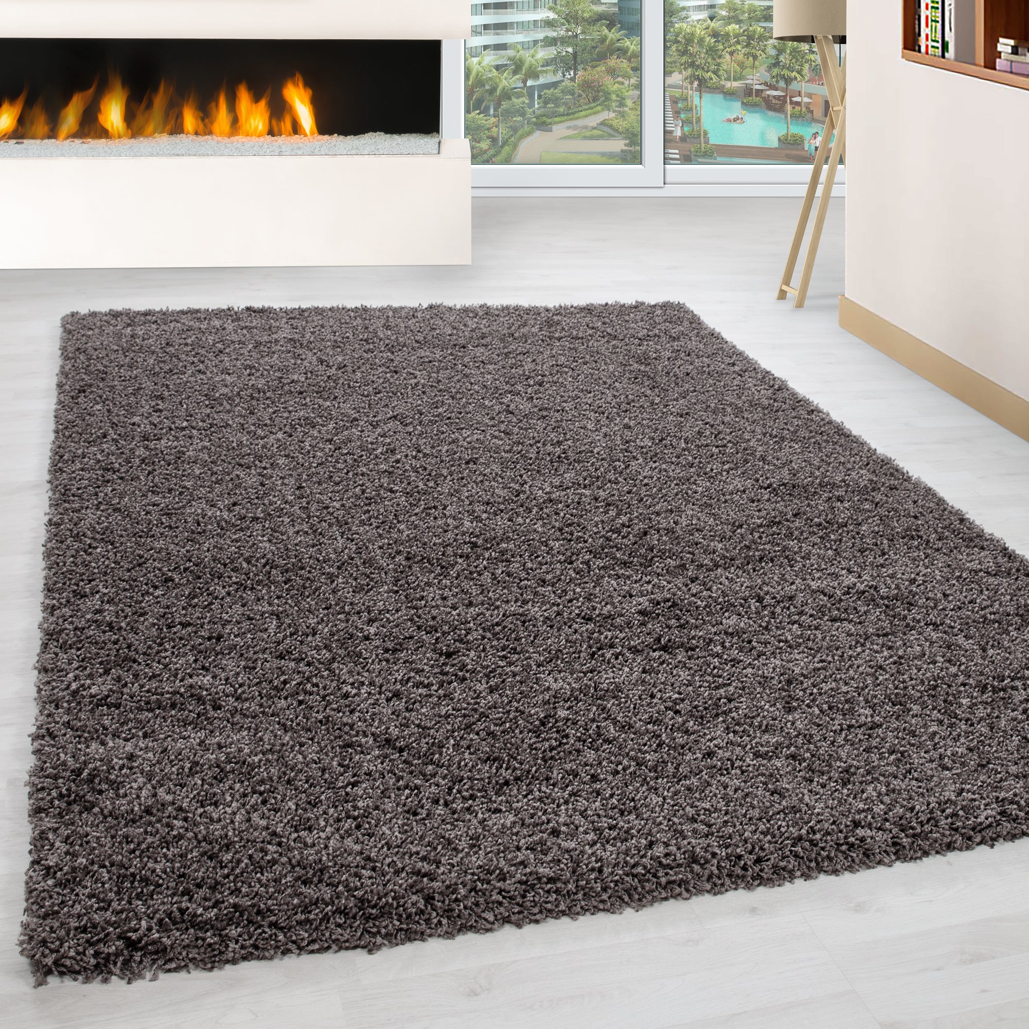 Taupe Tapijt Hoogpolig Vloerkleed - Omid Essential - Omid Carpets