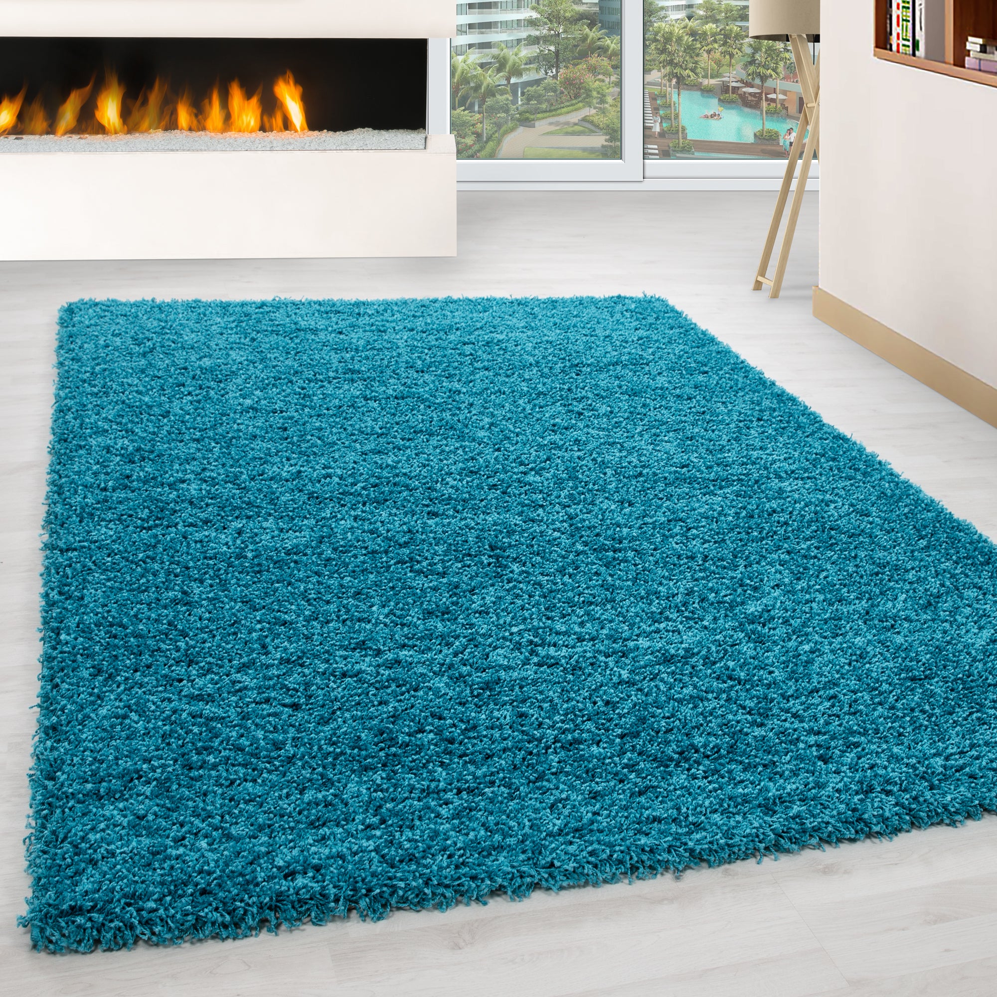 Turquoise Tapijt Hoogpolig Vloerkleed - Omid Essential - Omid Carpets