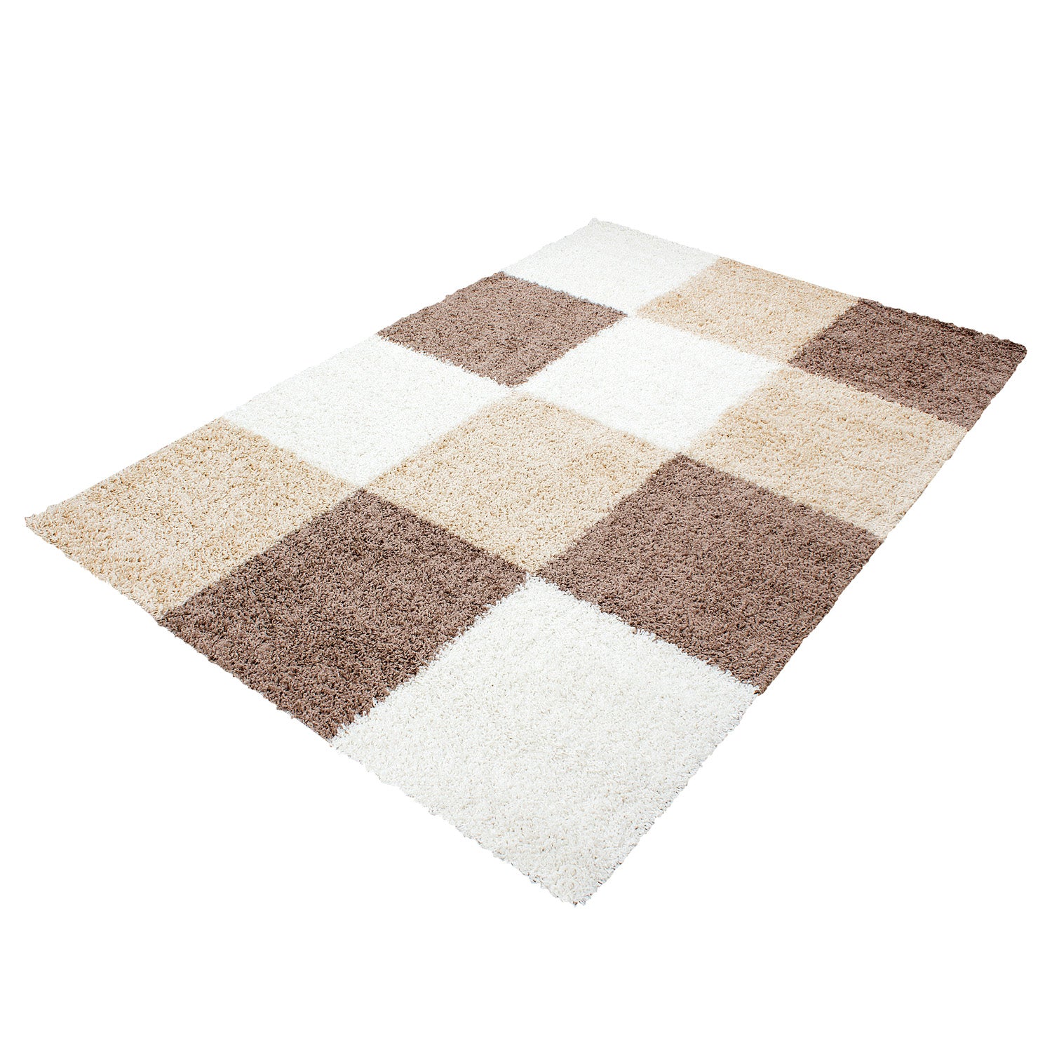 Bruin Tapijt Hoogpolig Vloerkleed - Omid Essential Blokjes - Omid Carpets