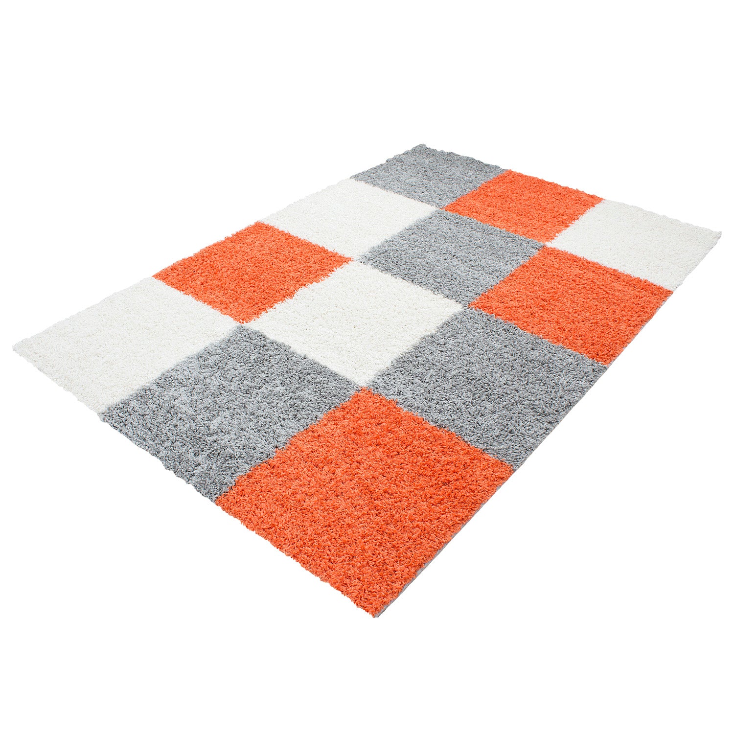 Oranje Tapijt Hoogpolig Vloerkleed - Omid Essential Blokjes - Omid Carpets