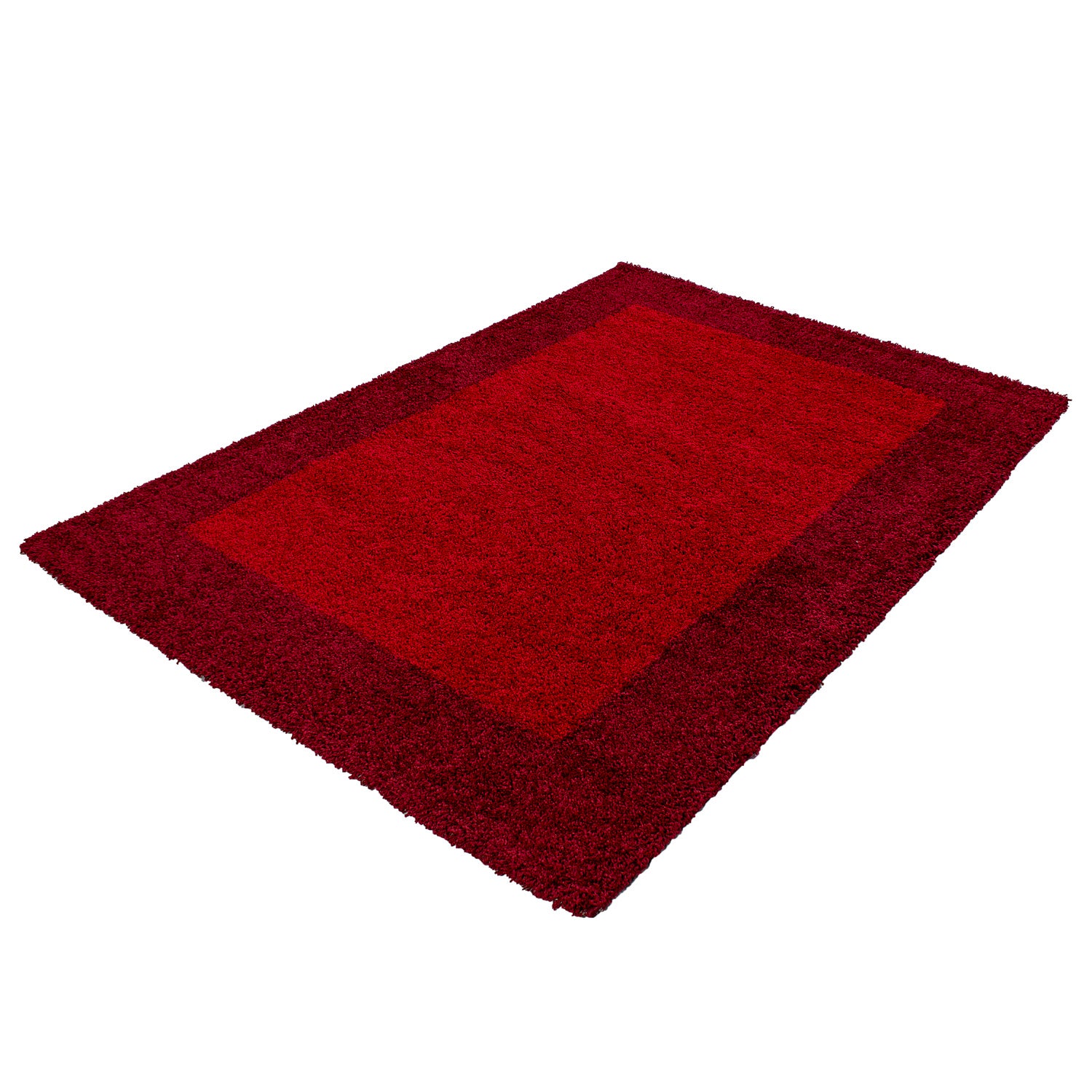 Rood Tapijt Hoogpolig Vloerkleed - Omid Essential Kader - Omid Carpets