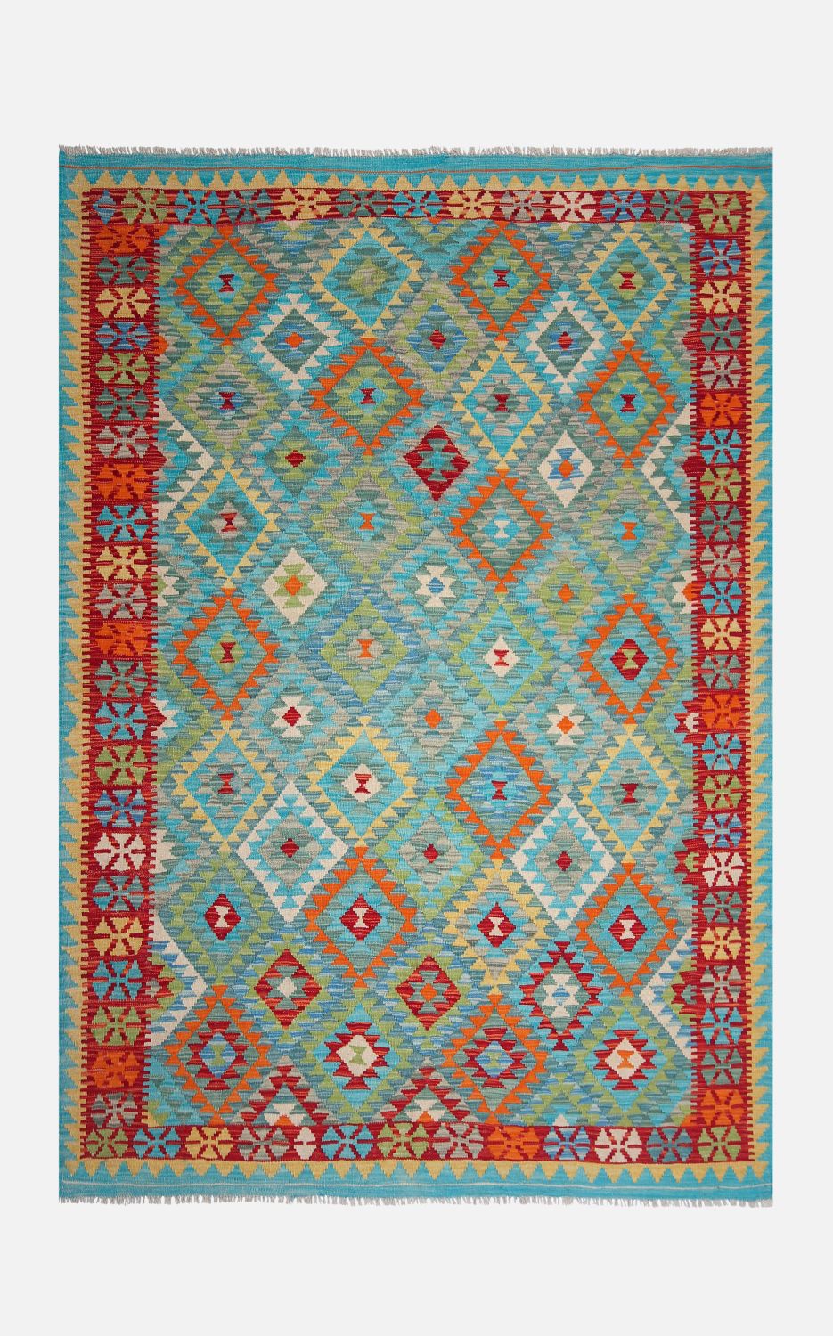 Kleurrijk Tapijt Laagpolig Handgeweven Wollen Vloerkleed - Omid Afghan Kelim 251x184