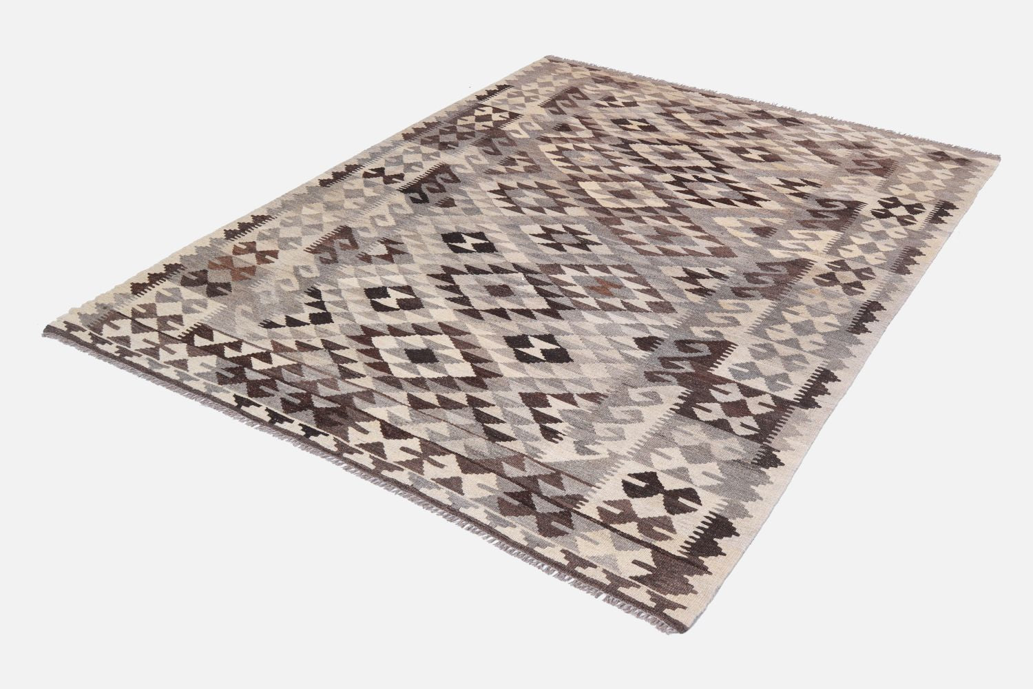 Beige Tapijt Laagpolig Handgeweven Wollen Vloerkleed - Omid Afghan Natural Kelim 234x159