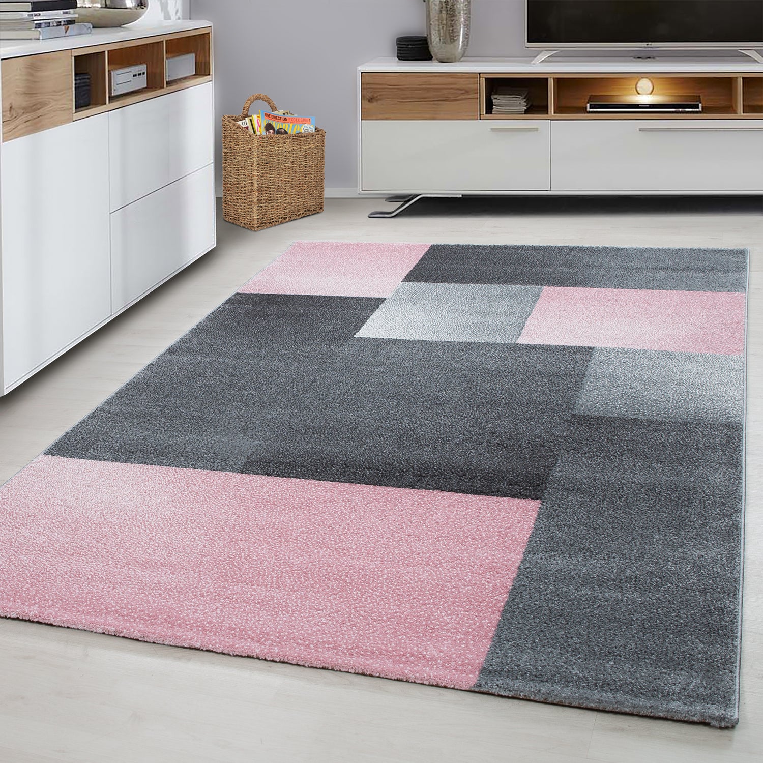 Roos Tapijt Laagpolig Vloerkleed Omid Structure - Omid Carpets