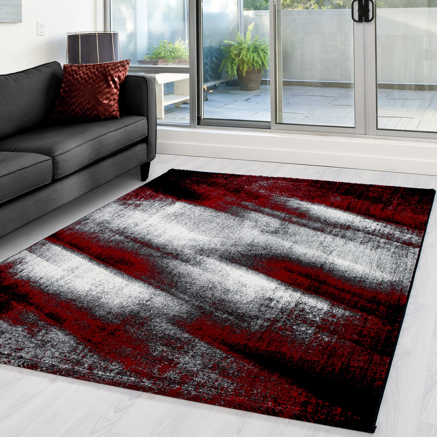 Rood Tapijt Laagpolig Vloerkleed Omid Perception - Omid Carpets