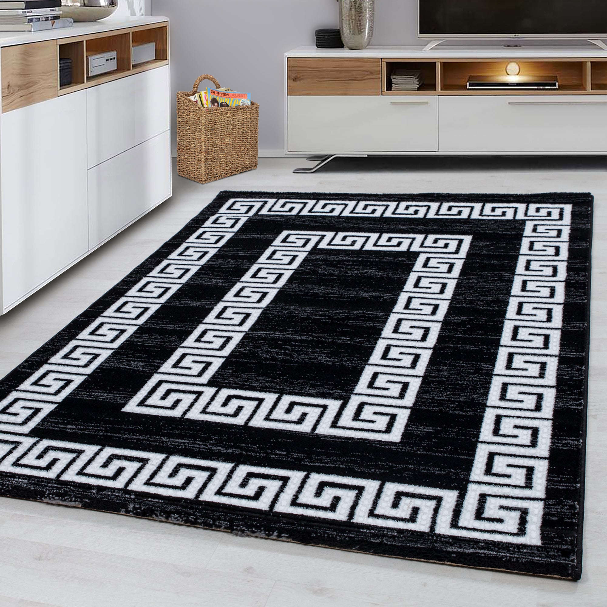 Zwart Tapijt Laagpolig Vloerkleed Omid Curve - Omid Carpets