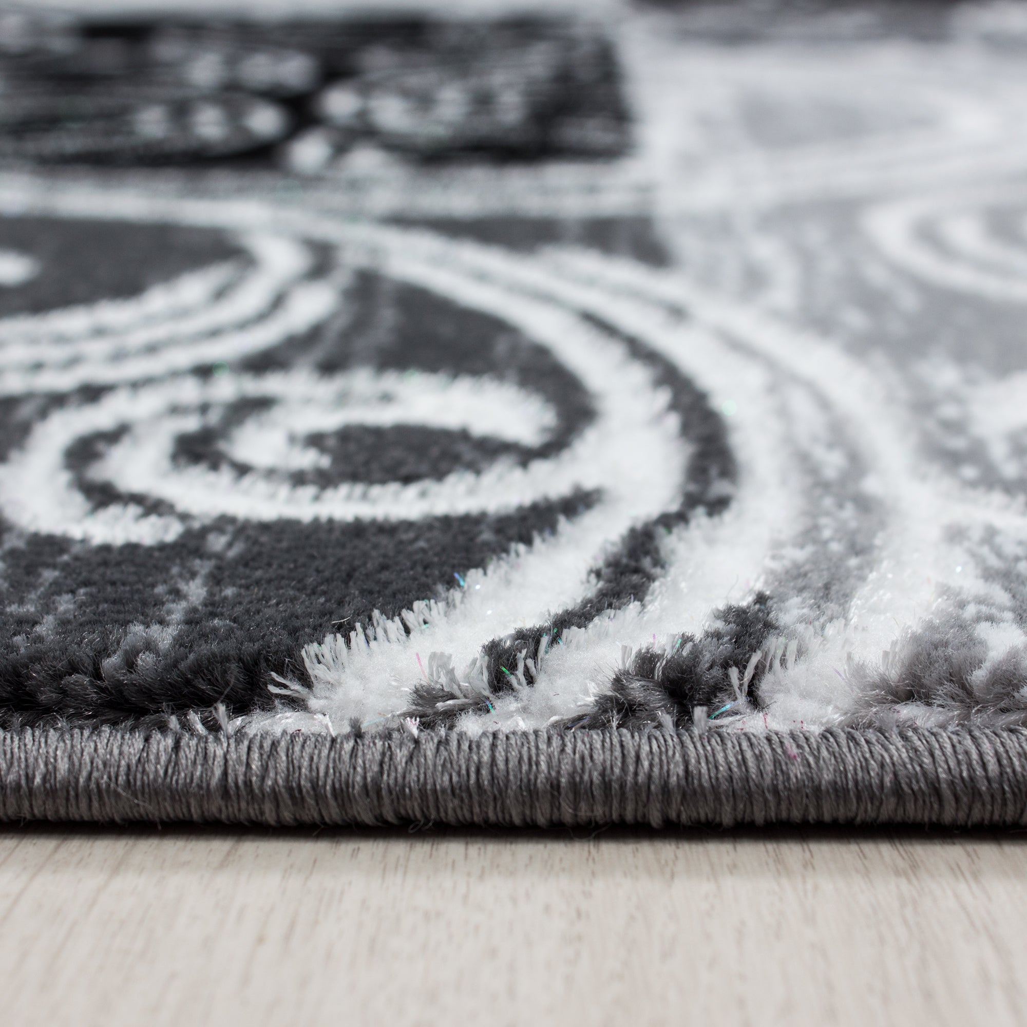 Grijs Tapijt Laagpolig Vloerkleed Omid Curve - Omid Carpets